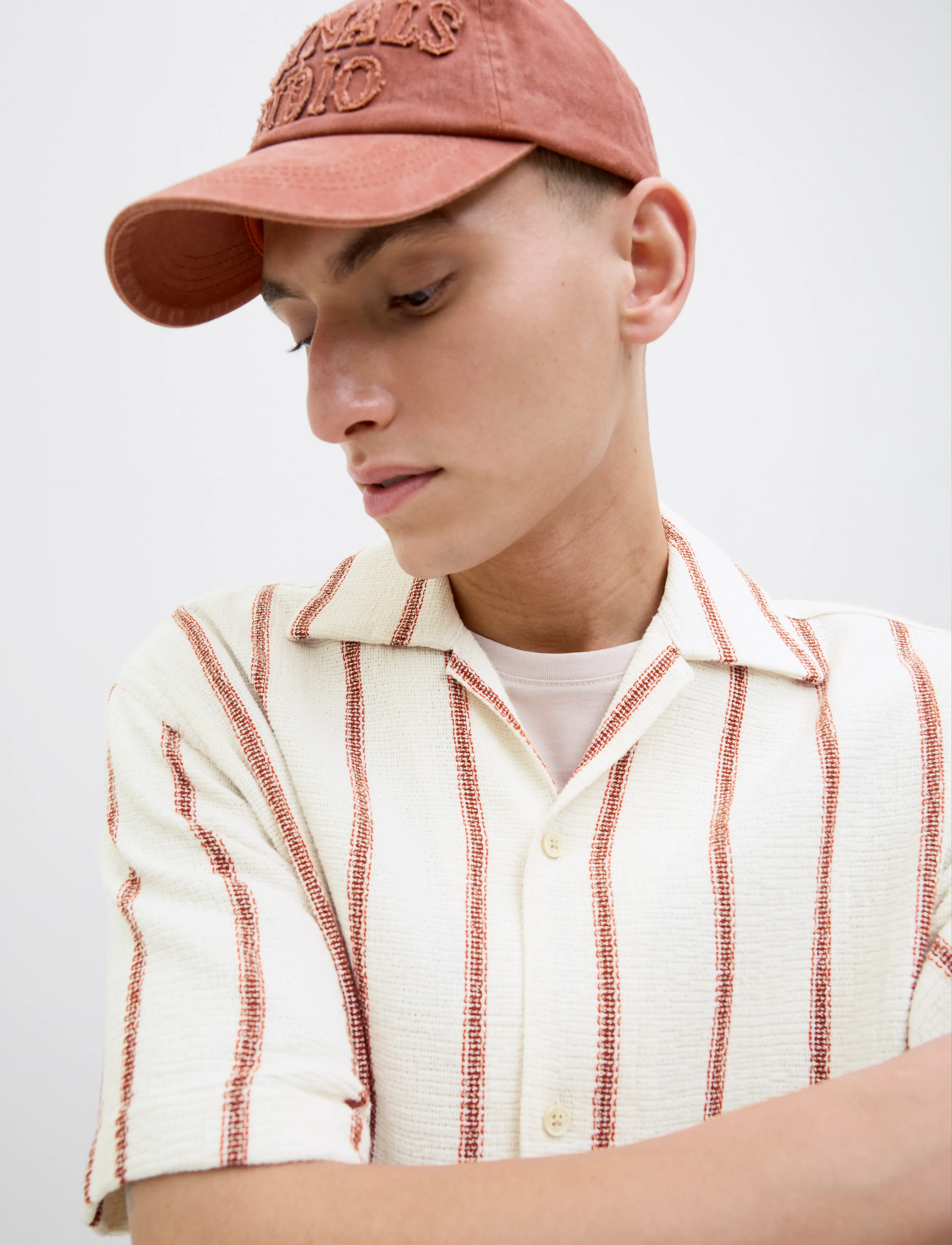 Jack & Jones - JJECOBA STRIPE RESORT SHIRT SS SN - kortærmede skjorter - arabian spice - 4