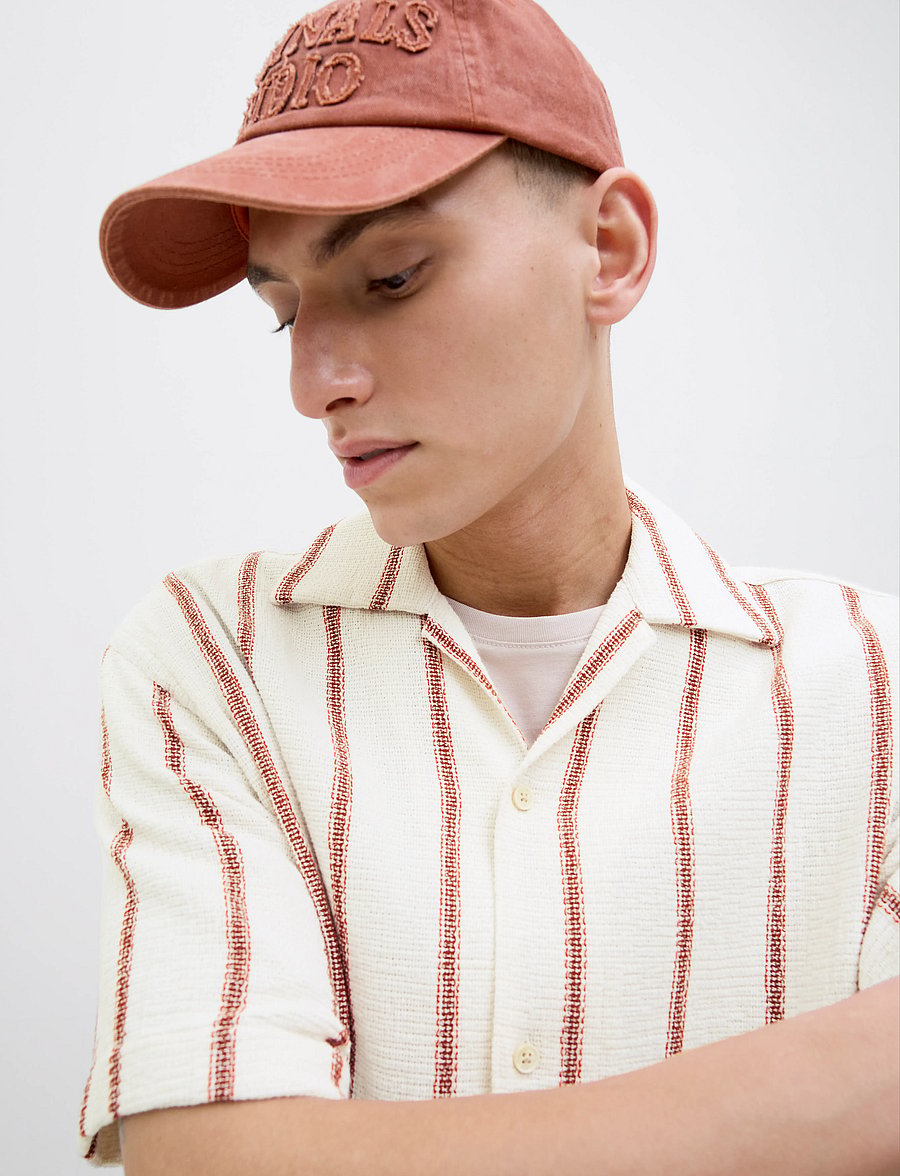 Jack & Jones - JJECOBA STRIPE RESORT SHIRT SS SN - kortærmede skjorter - arabian spice - 4