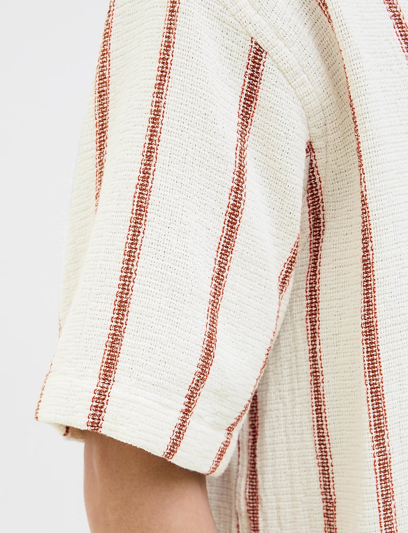 Jack & Jones - JJECOBA STRIPE RESORT SHIRT SS SN - kortærmede skjorter - arabian spice - 5