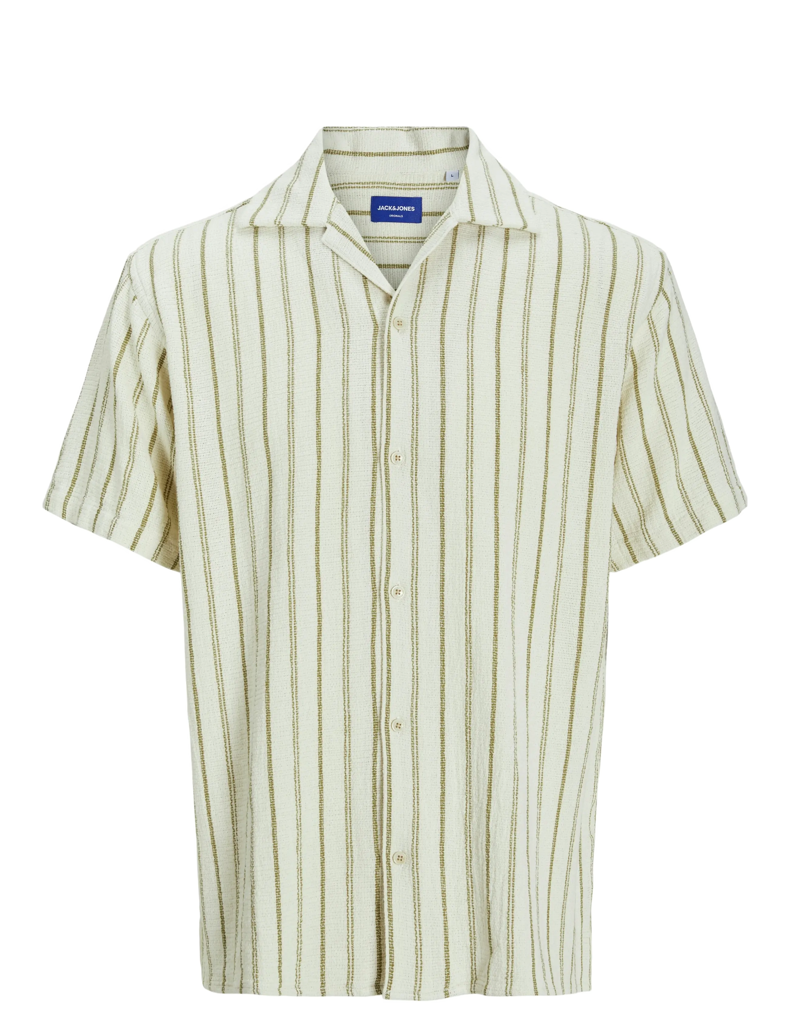 JACK & JONES Jorcoba Stripe Resort Shirt Ss Sn Beige - L - Herren