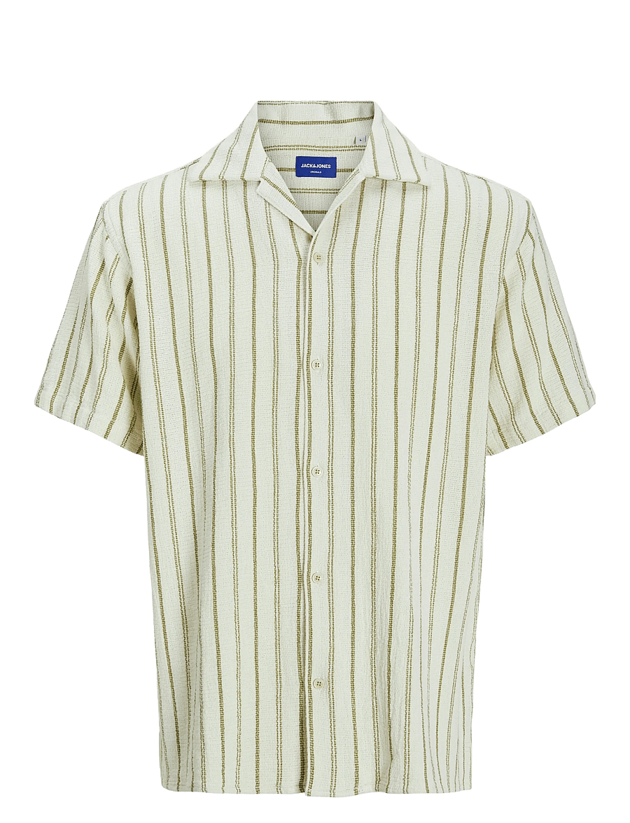 Jack & Jones - JJECOBA STRIPE RESORT SHIRT SS SN - kortærmede skjorter - cedar - 1