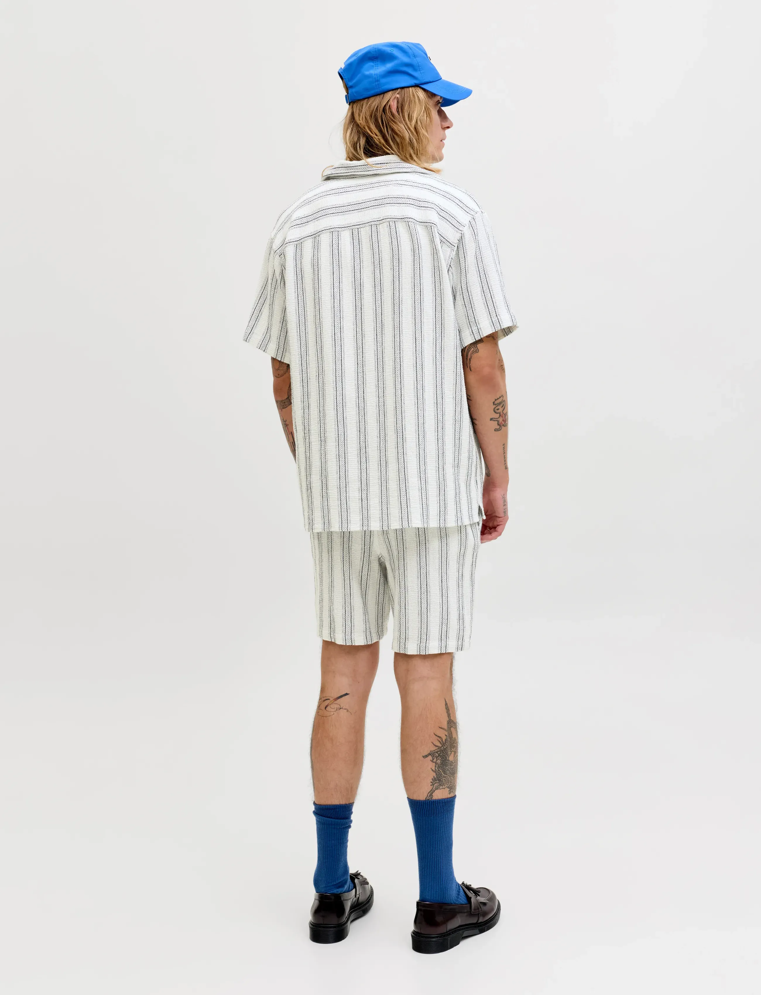 Jack & Jones - JJECOBA STRIPE RESORT SHIRT SS SN - kortærmede skjorter - cloud dancer - 2