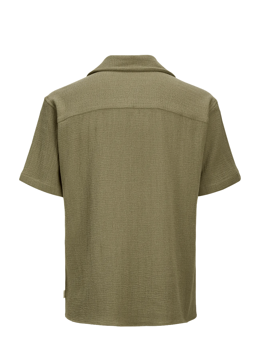 Jack & Jones - JJECOBA STRIPE RESORT SHIRT SS SN - kortærmede skjorter - dusty green - 1
