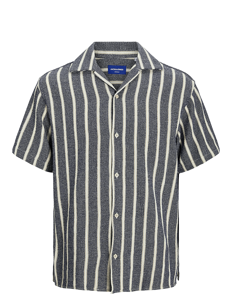 Jack & Jones - JJECOBA STRIPE RESORT SHIRT SS SN - triibulised särgid - ocean cavern - 1