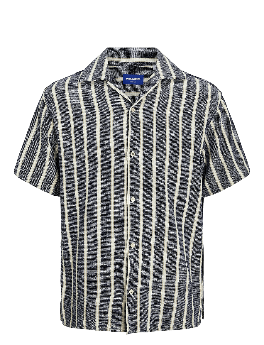 Jack & Jones - JJECOBA STRIPE RESORT SHIRT SS SN - kortærmede skjorter - ocean cavern - 1