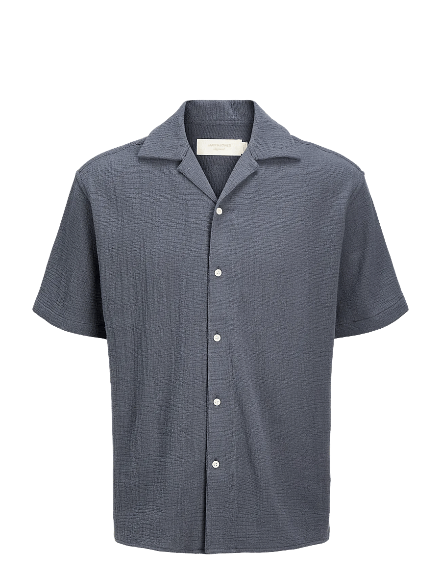 Jack & Jones - JJECOBA STRIPE RESORT SHIRT SS SN - kortærmede skjorter - odyssey gray - 0