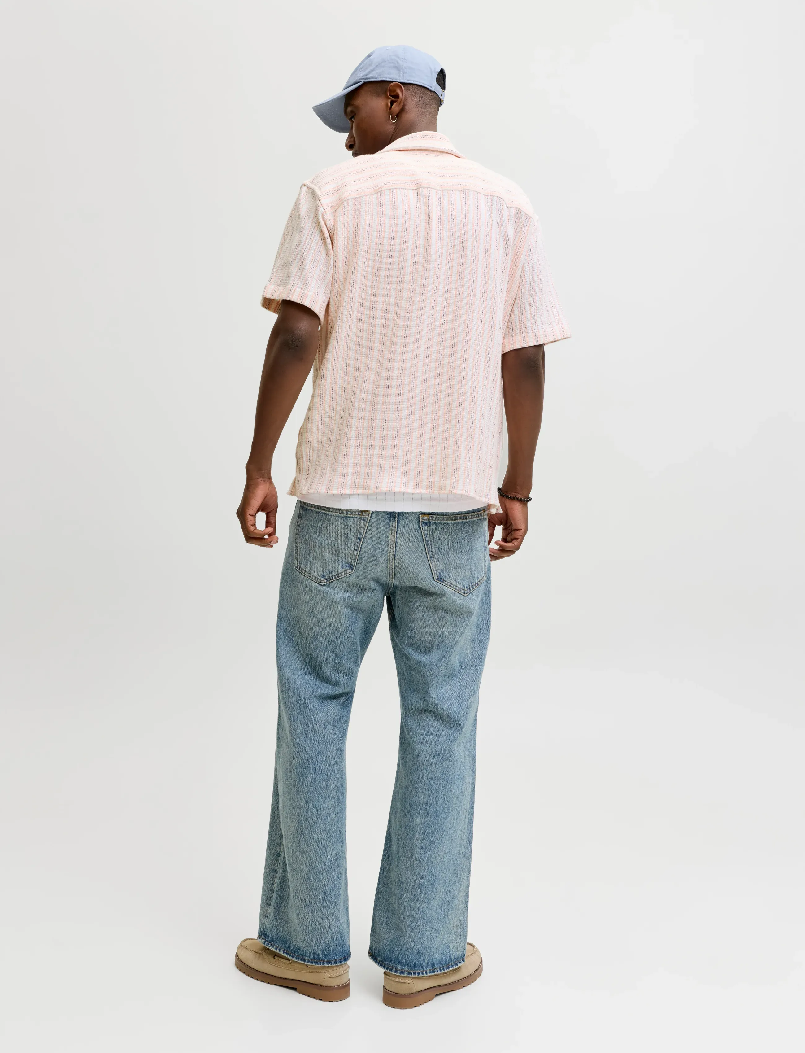 Jack & Jones - JJECOBA STRIPE RESORT SHIRT SS SN - kortærmede skjorter - peach melba - 2