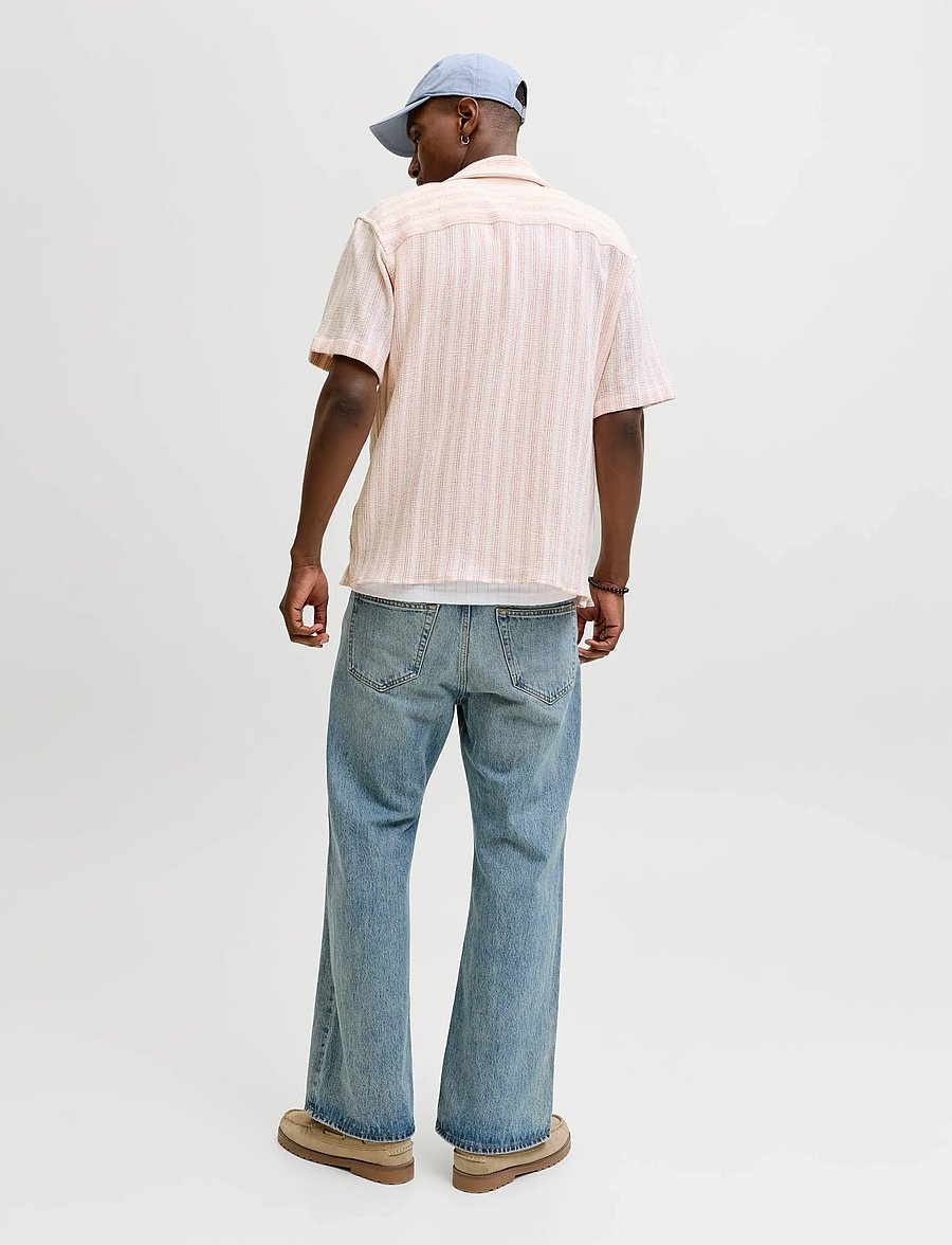 Jack & Jones - JJECOBA STRIPE RESORT SHIRT SS SN - kortærmede skjorter - peach melba - 2
