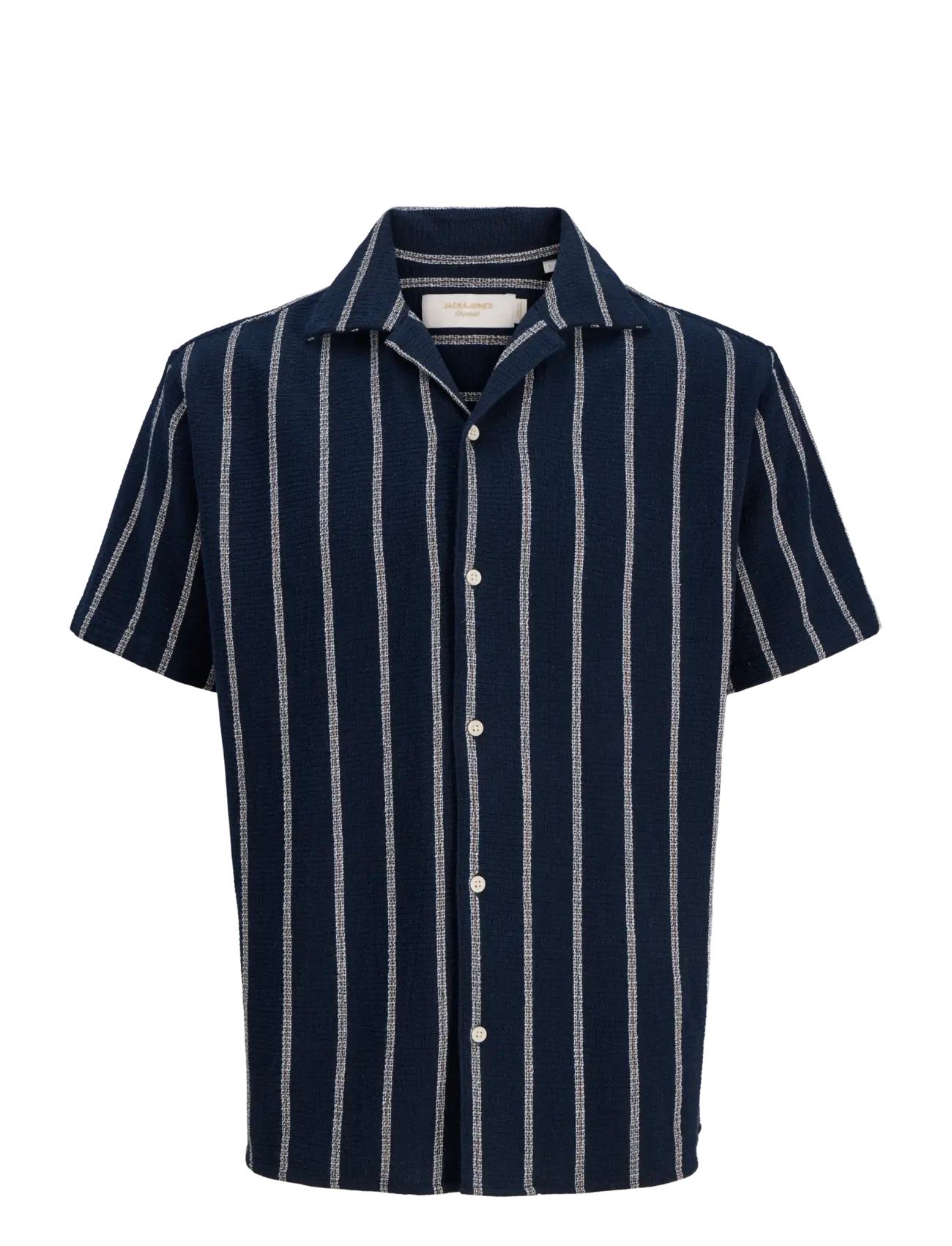 JACK & JONES Jorcoba Stripe Resort Shirt Ss Sn Navy - S - Herren