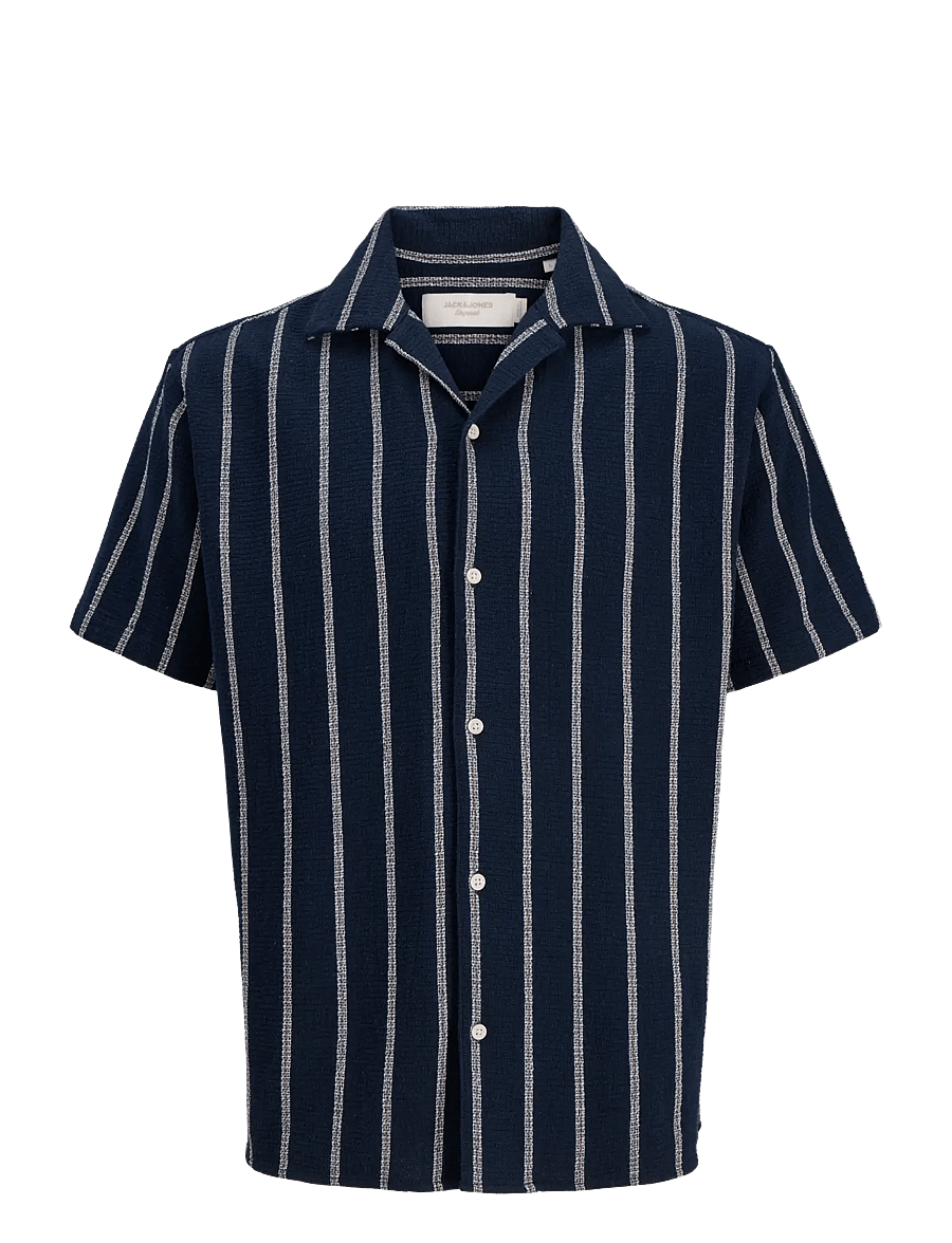 Jack & Jones - JJECOBA STRIPE RESORT SHIRT SS SN - kortærmede skjorter - sky captain - 1