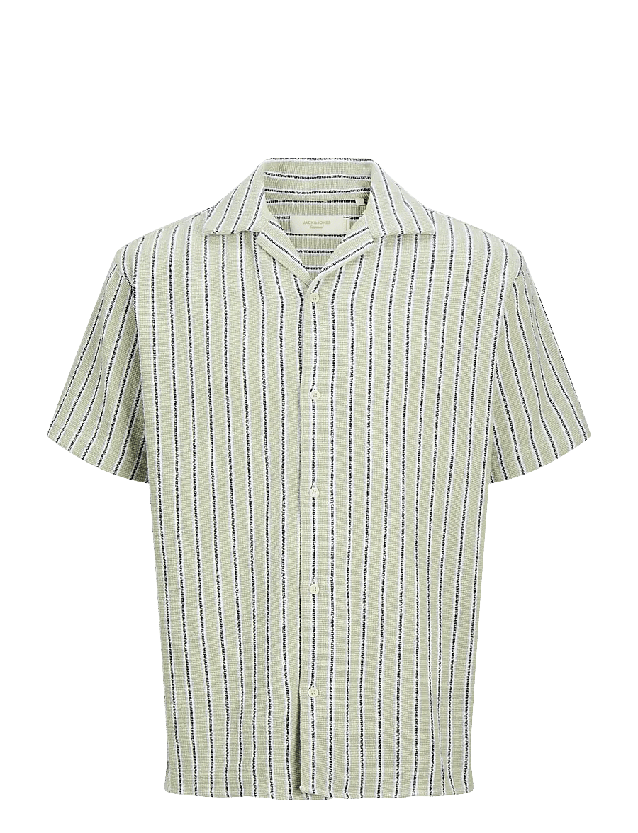 Jack & Jones - JJECOBA STRIPE RESORT SHIRT SS SN - kortærmede skjorter - tea - 1