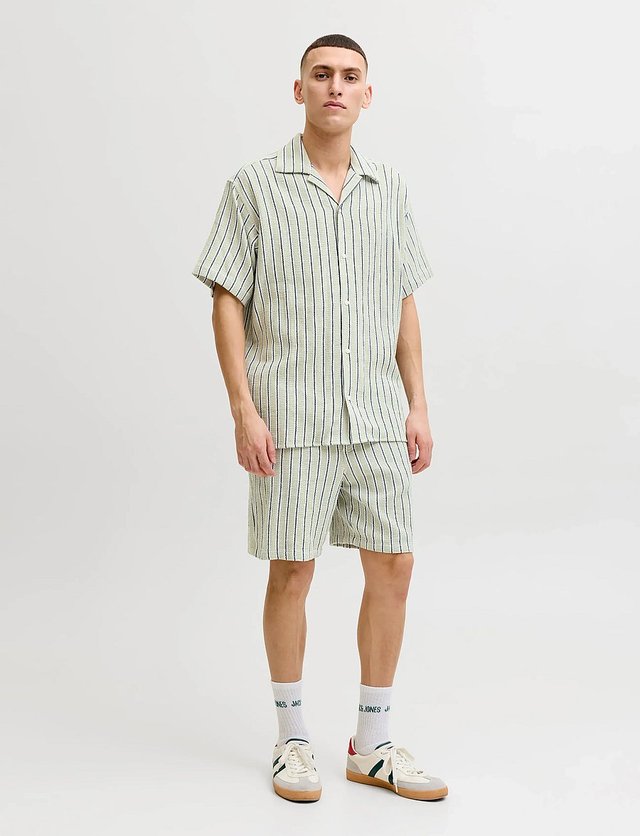 Jack & Jones - JJECOBA STRIPE RESORT SHIRT SS SN - kortærmede skjorter - tea - 3
