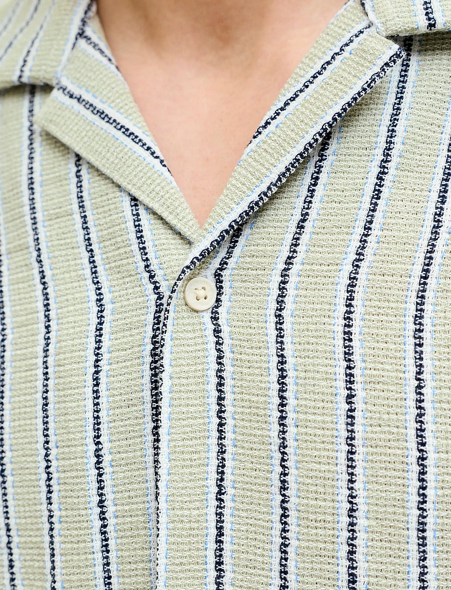 Jack & Jones - JJECOBA STRIPE RESORT SHIRT SS SN - kortærmede skjorter - tea - 4