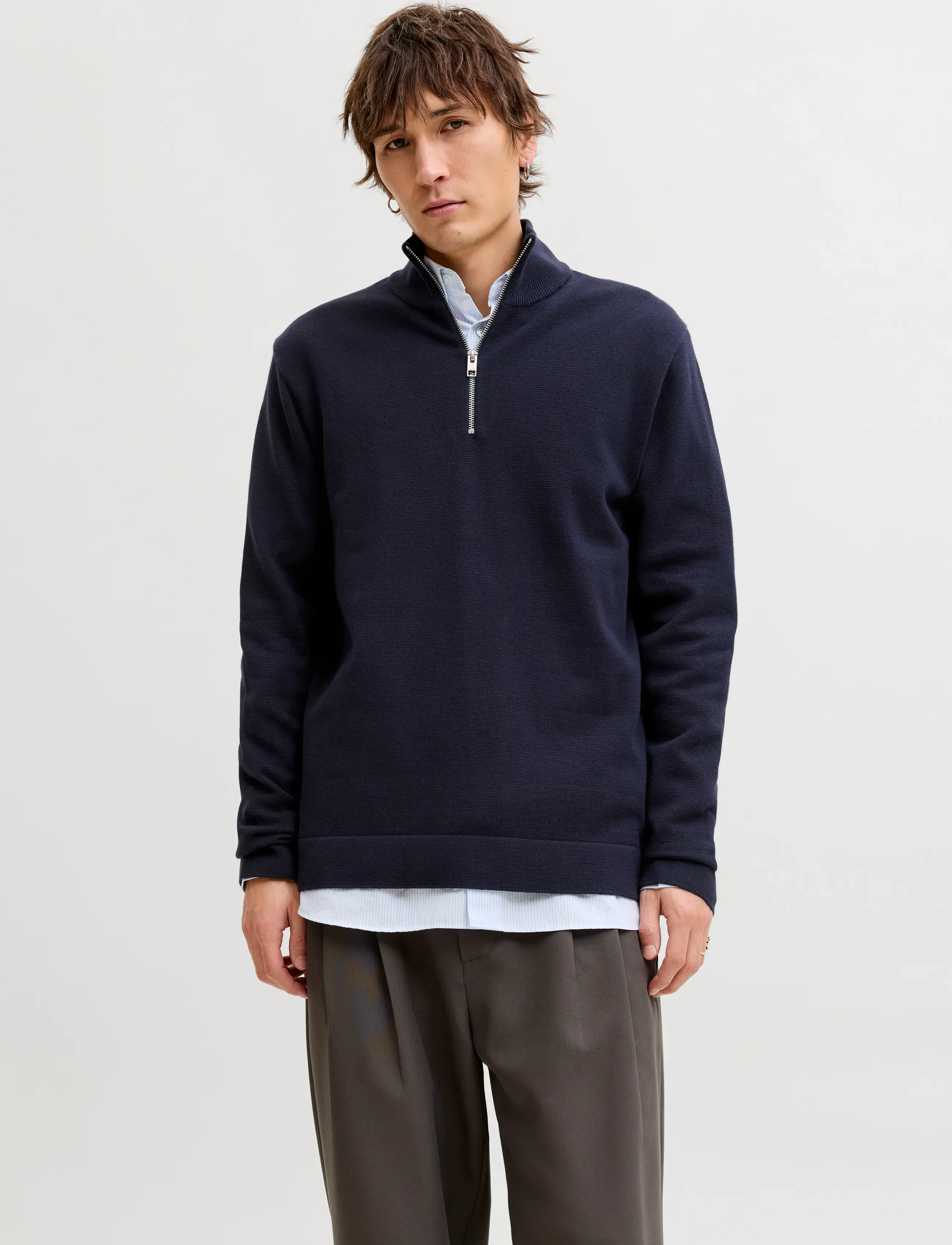 Jack & Jones JPRBLAMILANO SPRING KNIT HALF ZIP - Säsongens färger - NIGHT SKY / navy