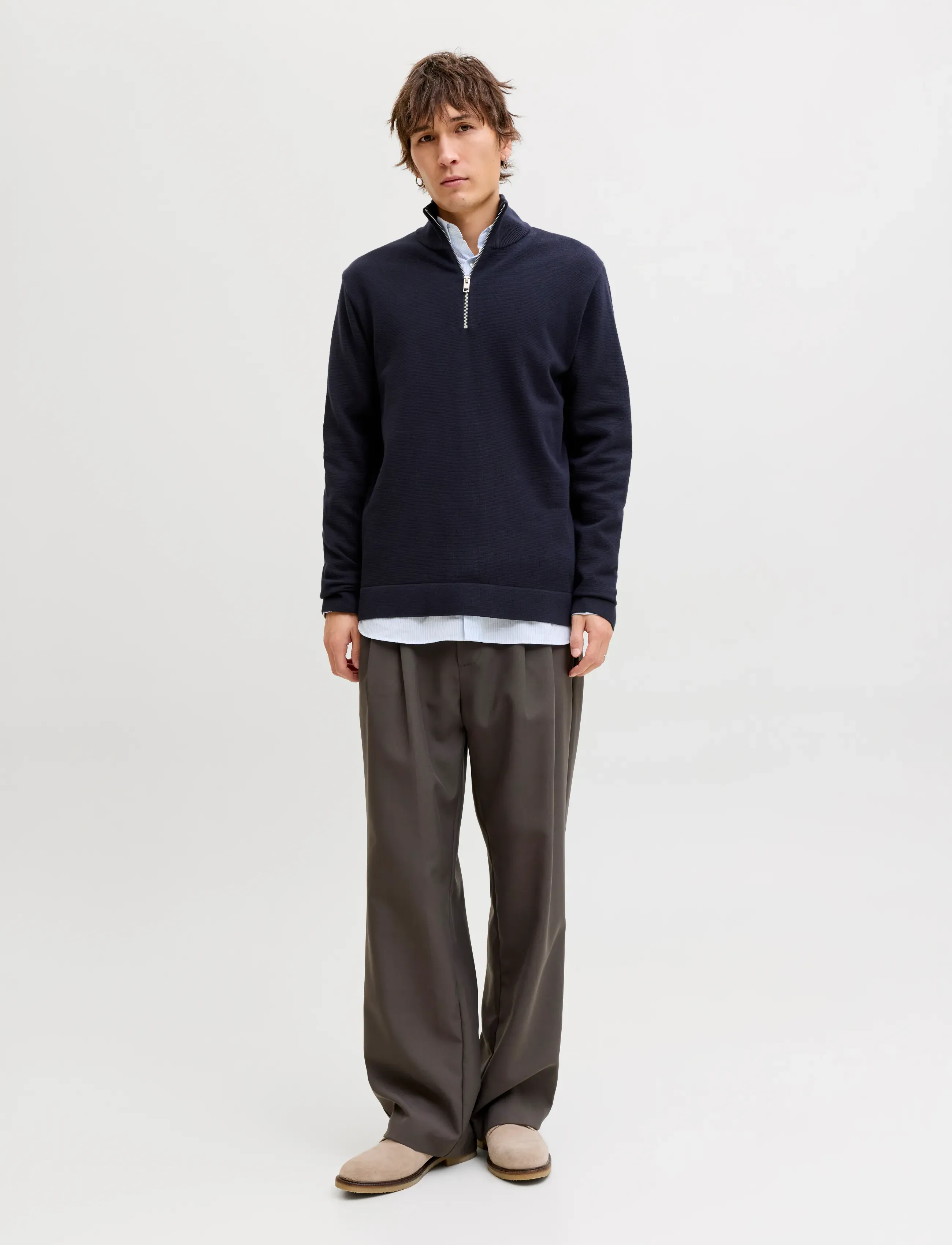 Jack & Jones - JPRBLAMILANO SPRING KNIT HALF ZIP - half zip jumpers - night sky - 3