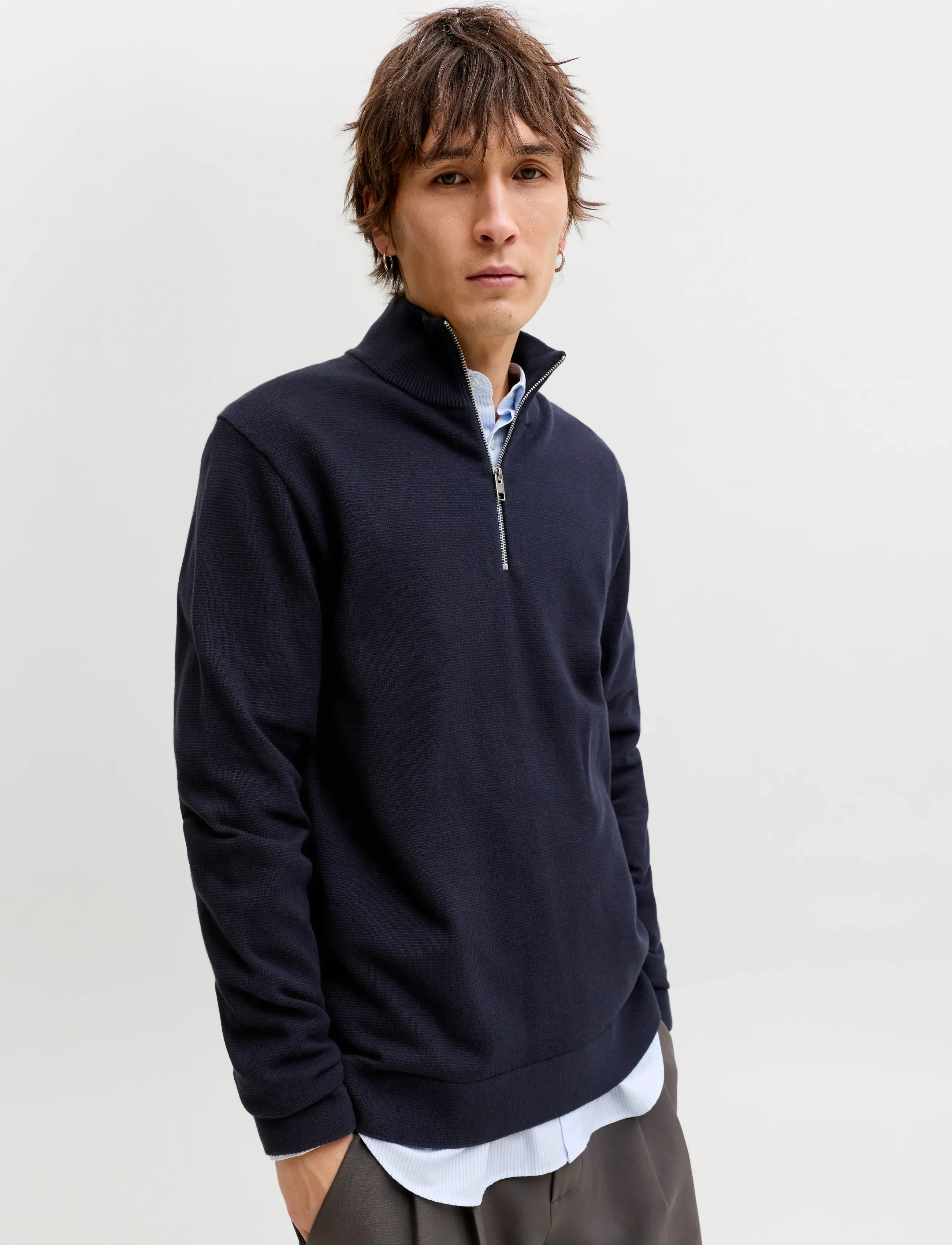Jack & Jones - JPRBLAMILANO SPRING KNIT HALF ZIP - half zip jumpers - night sky - 5