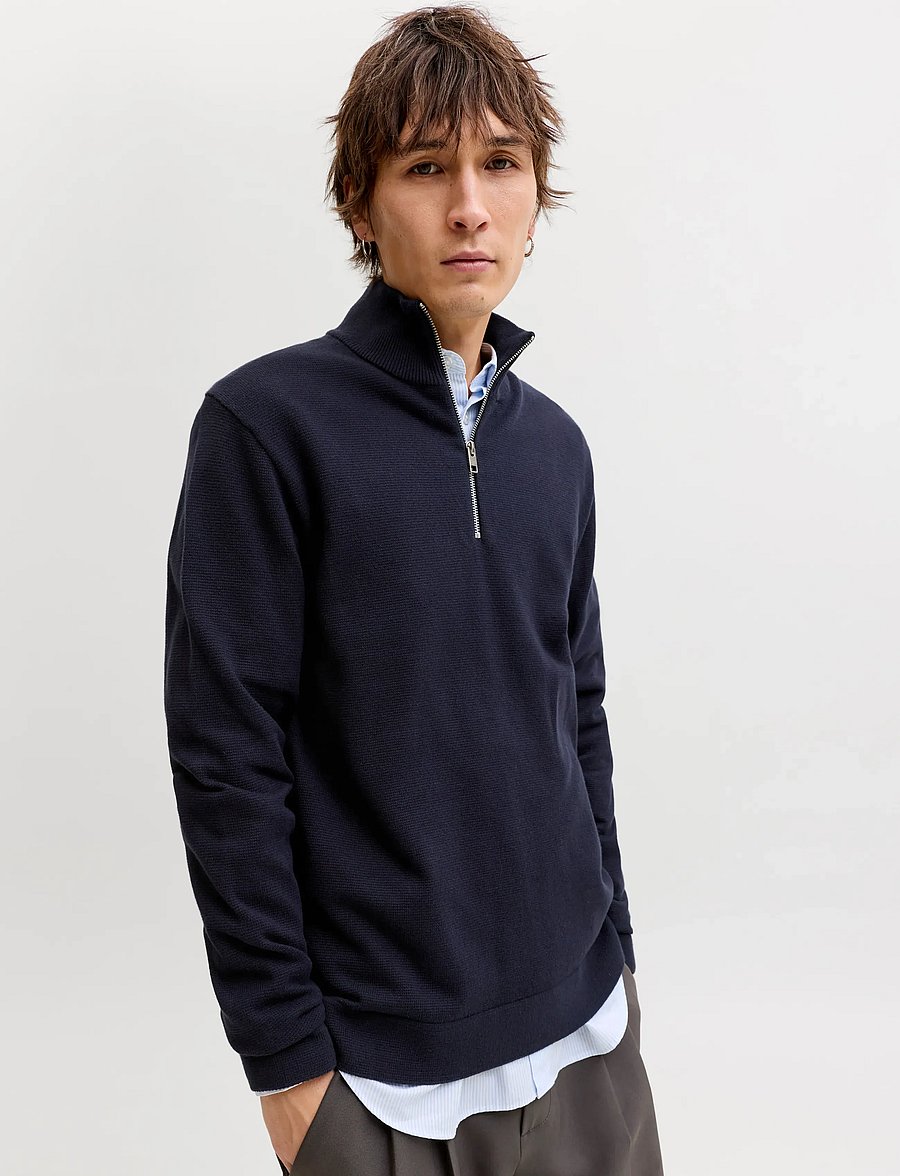 Jack & Jones - JPRBLAMILANO SPRING KNIT HALF ZIP - tõmblukk-kaelusega džemprid - night sky - 5