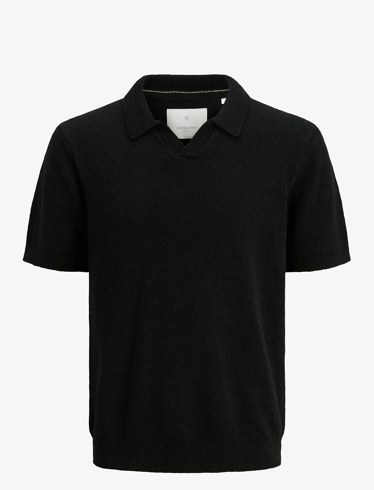 Jack & Jones - JPRCCWILDER KNIT SPLIT NECK - gestrickte polohemden - black - 1