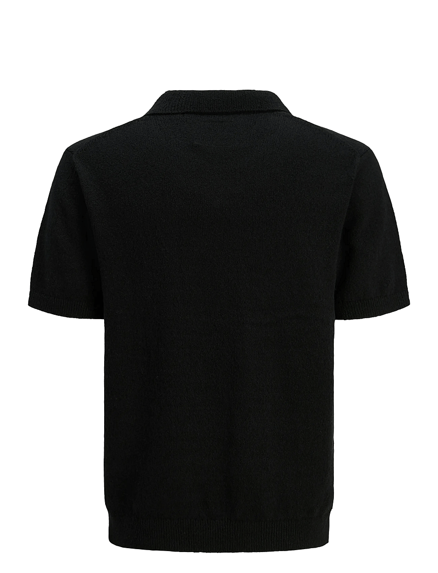 Jack & Jones - JPRCCWILDER KNIT SPLIT NECK - gestrickte polohemden - black - 2