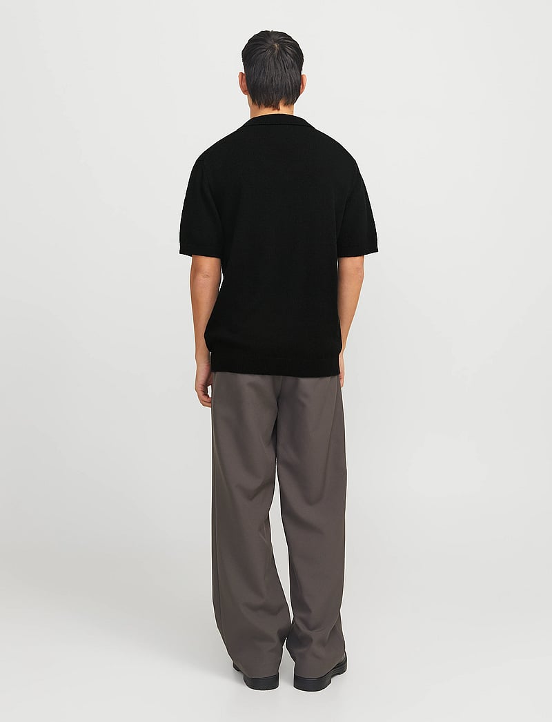 Jack & Jones - JPRCCWILDER KNIT SPLIT NECK - gestrickte polohemden - black - 3