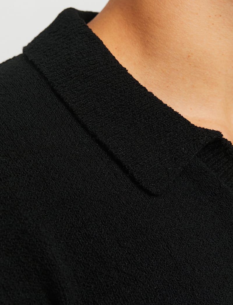 Jack & Jones - JPRCCWILDER KNIT SPLIT NECK - gestrickte polohemden - black - 5