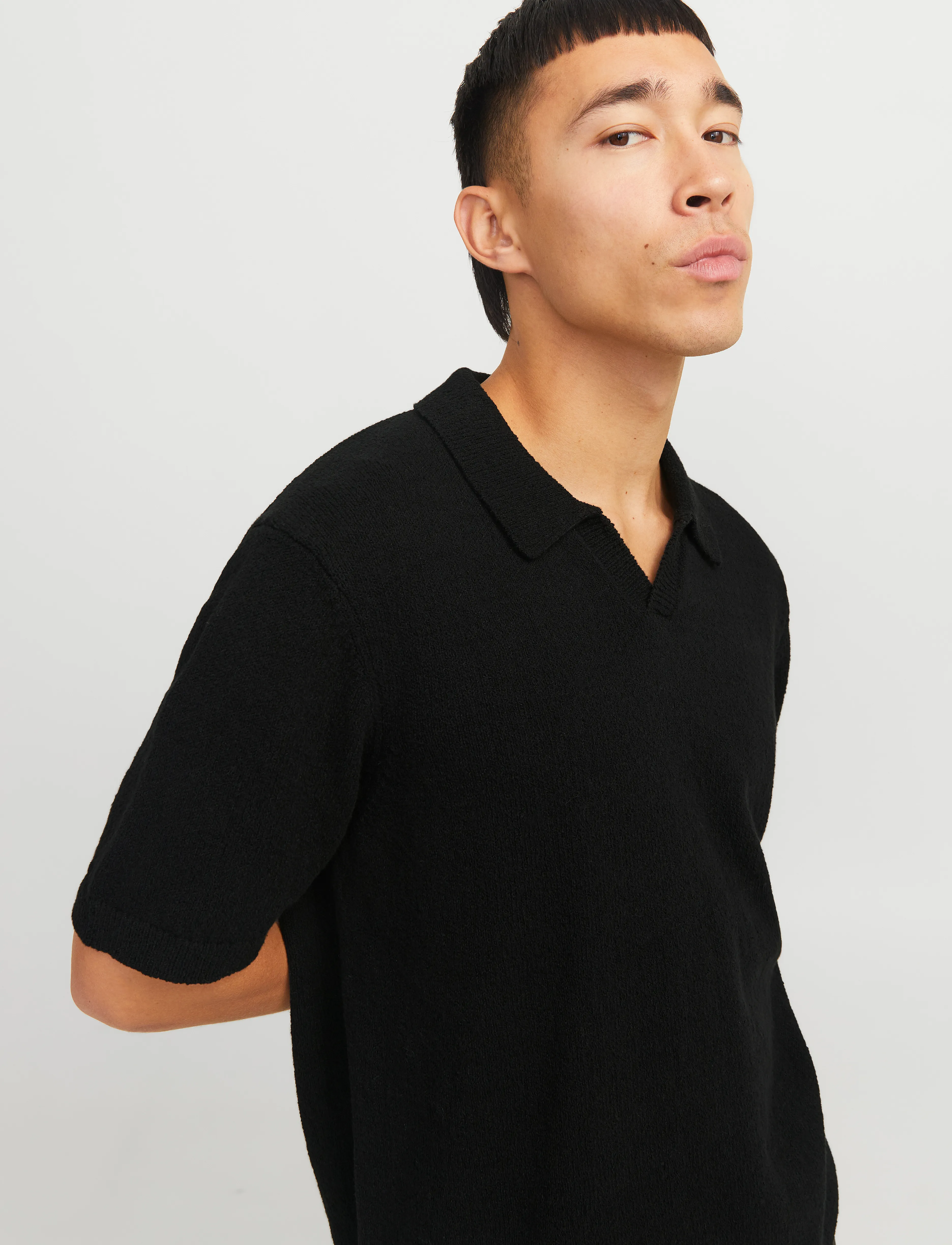 Jack & Jones JPRCCWILDER KNIT SPLIT NECK - Streetstyle - BLACK / black