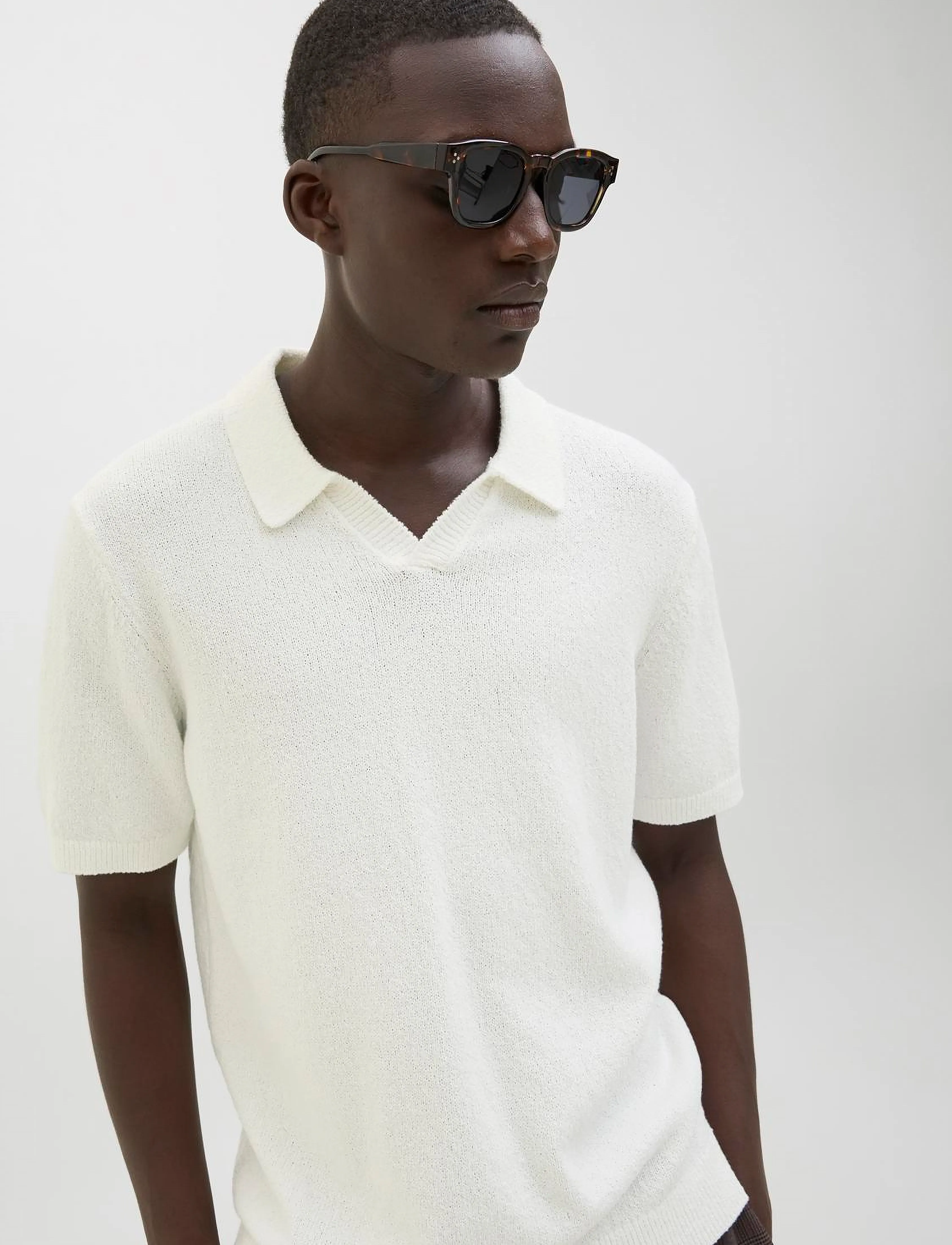Jack & Jones - JPRCCWILDER KNIT SPLIT NECK - knitted polos - cloud dancer - 4