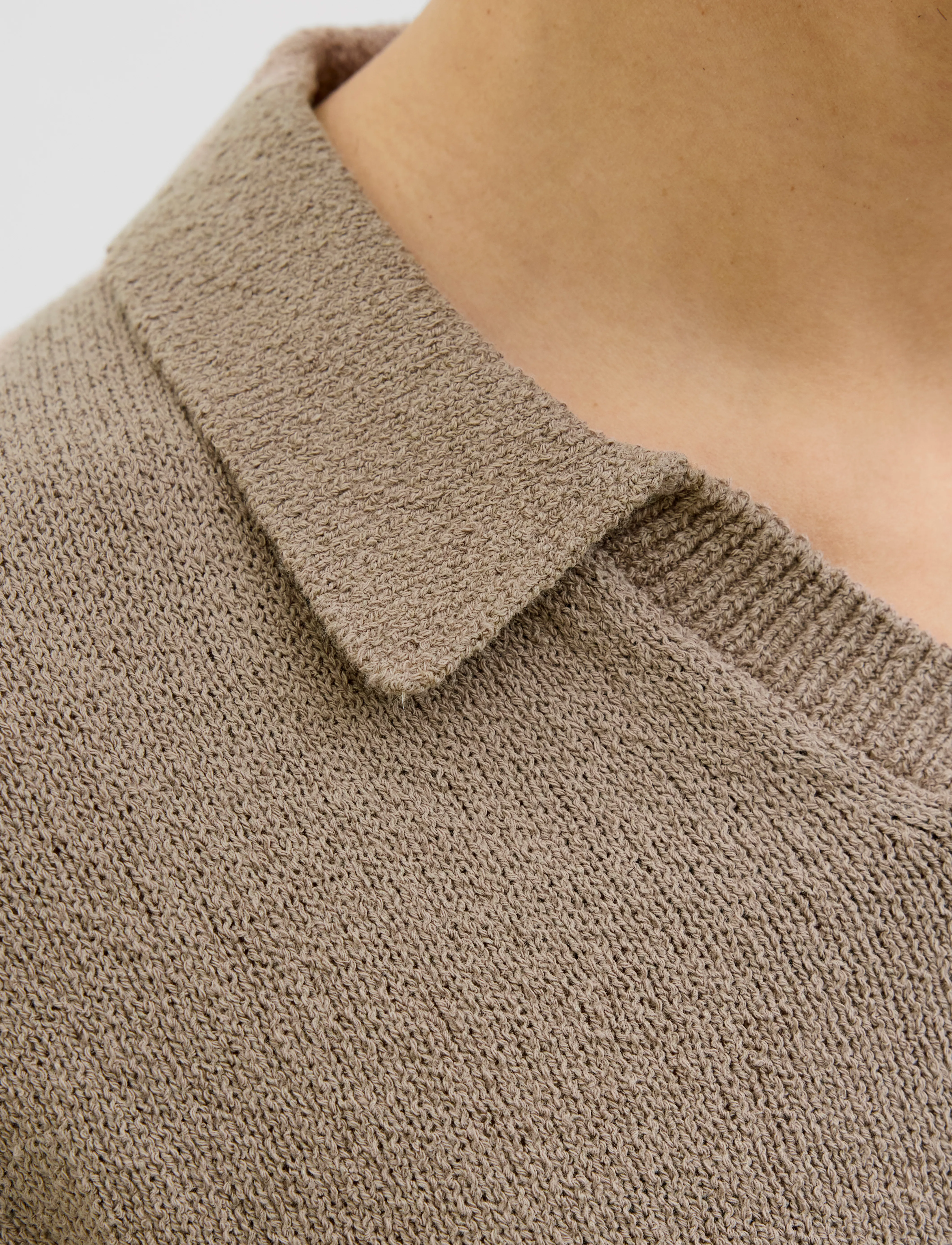 Jack & Jones - JPRCCWILDER KNIT SPLIT NECK - gestrickte polohemden - greige - 5