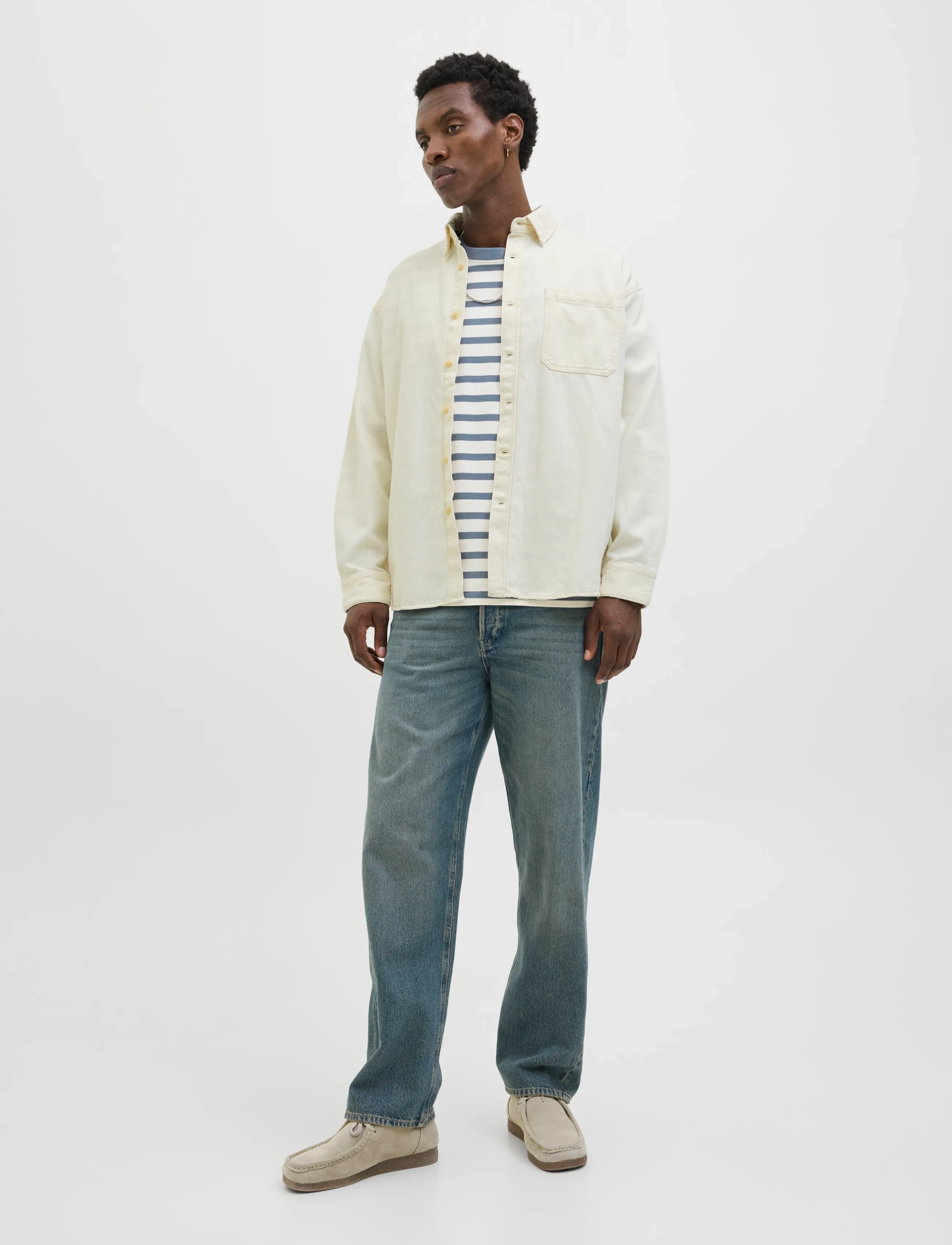 Jack & Jones - JORSANTORINI DENIM SHIRT LS SN - denimskjorter - ecru - 3