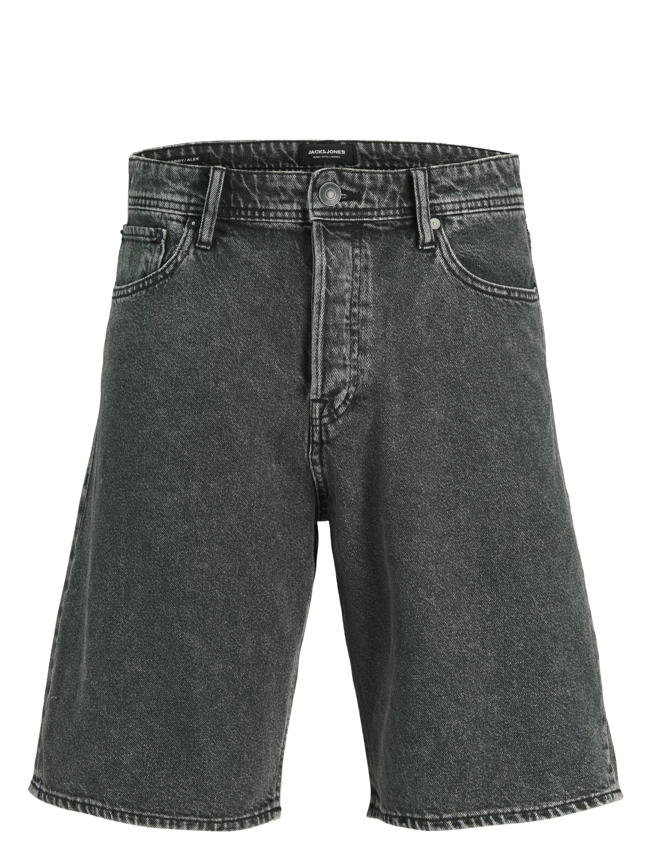 Jack & Jones JJIALEX JJORIGINAL SHORTS SQ 734 - Riided - BLACK DENIM / grey