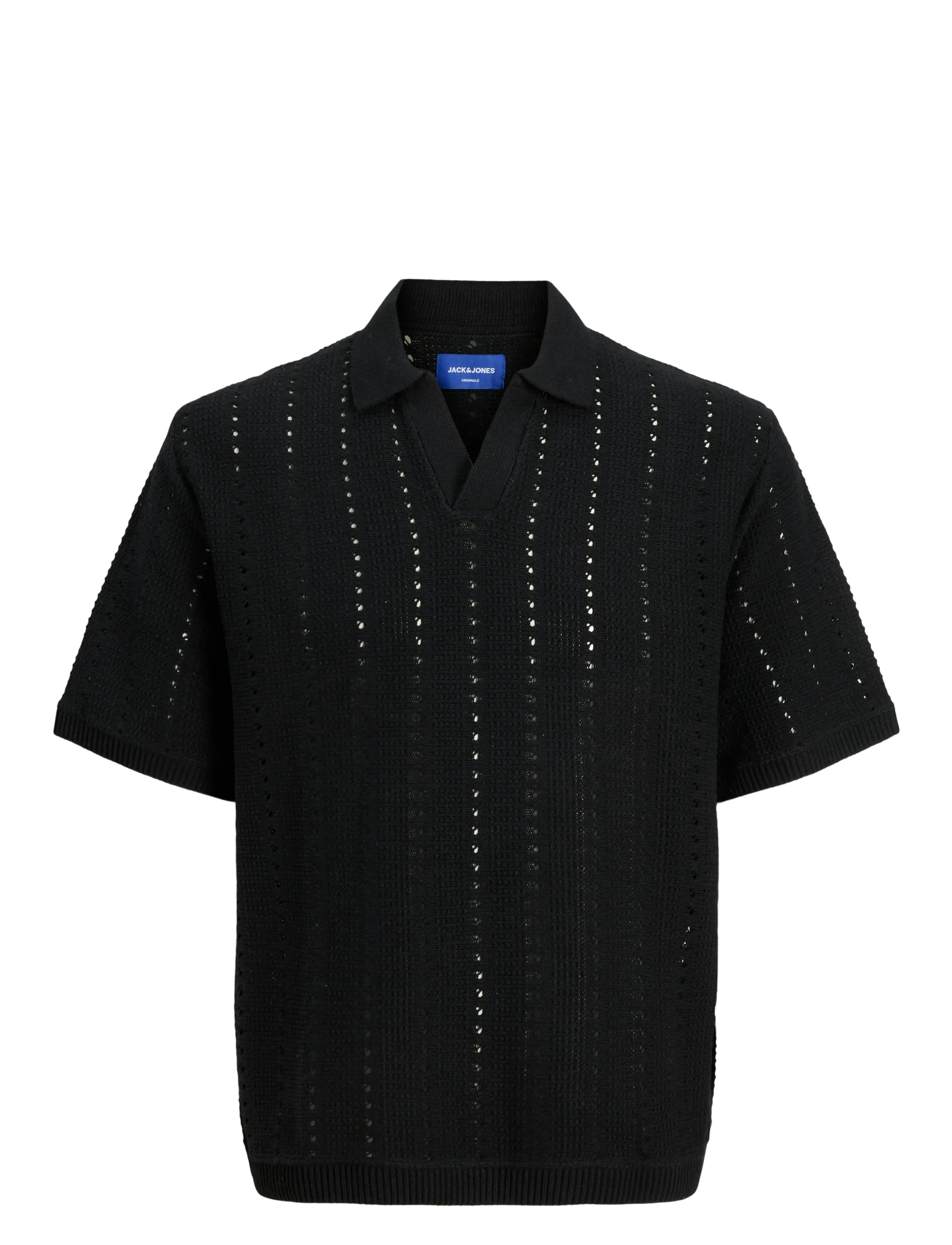 JACK & JONES Jorparos Knit Easter Ss Crochet Polo Schwarz - S - Herren