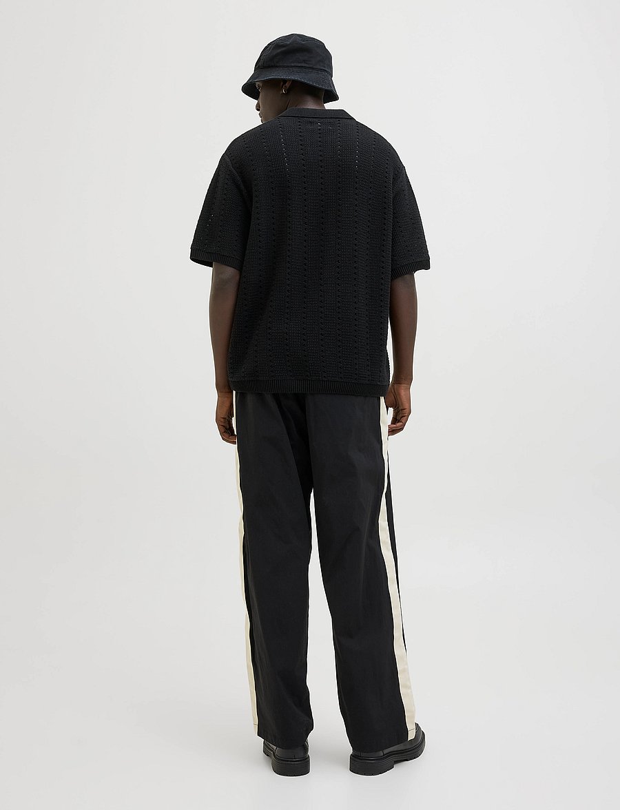 Jack & Jones - JORPAROS KNIT EASTER SS CROCHET POLO - knitted polos - black - 2