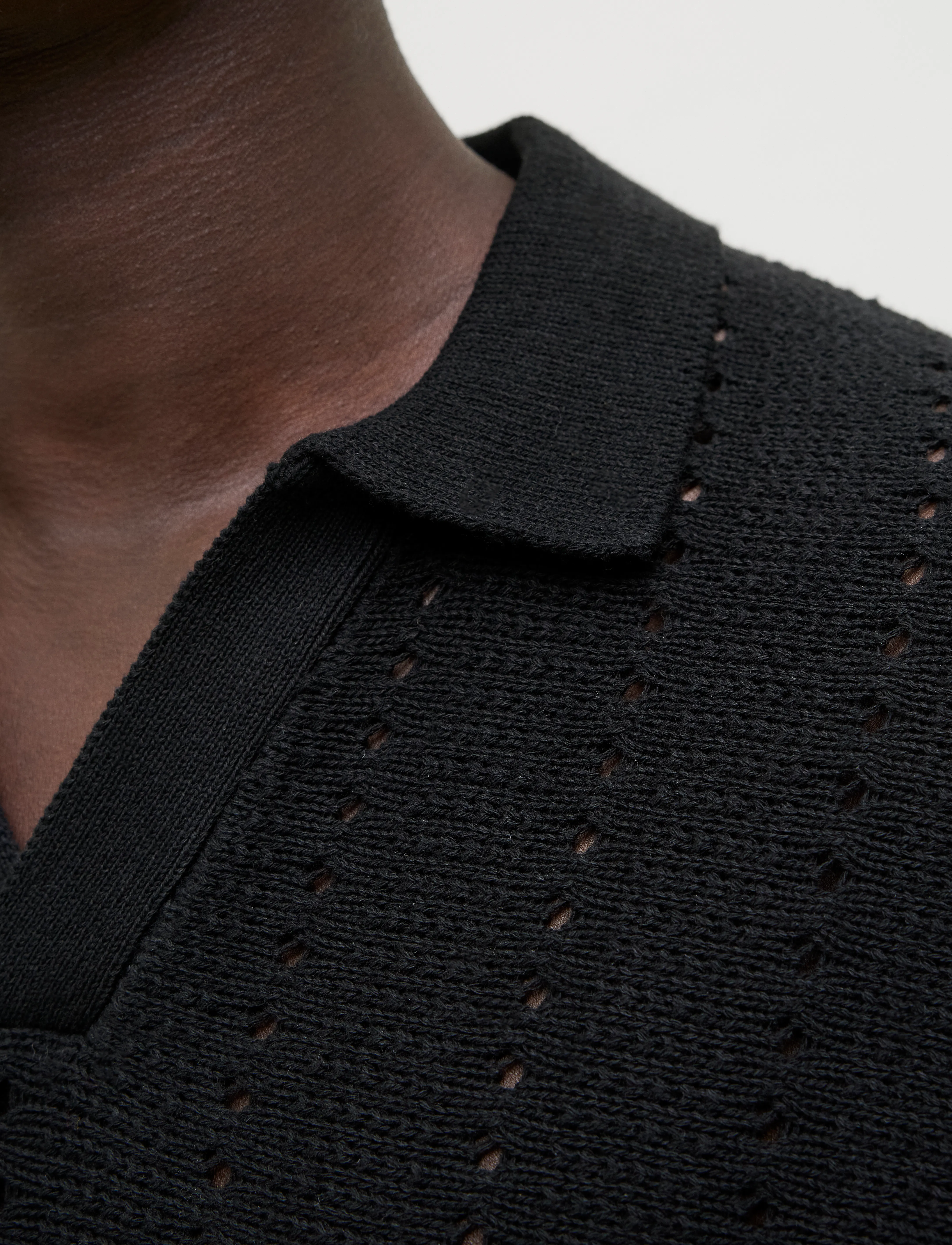 Jack & Jones - JORPAROS KNIT EASTER SS CROCHET POLO - trikotažiniai polo marškinėliai - black - 5