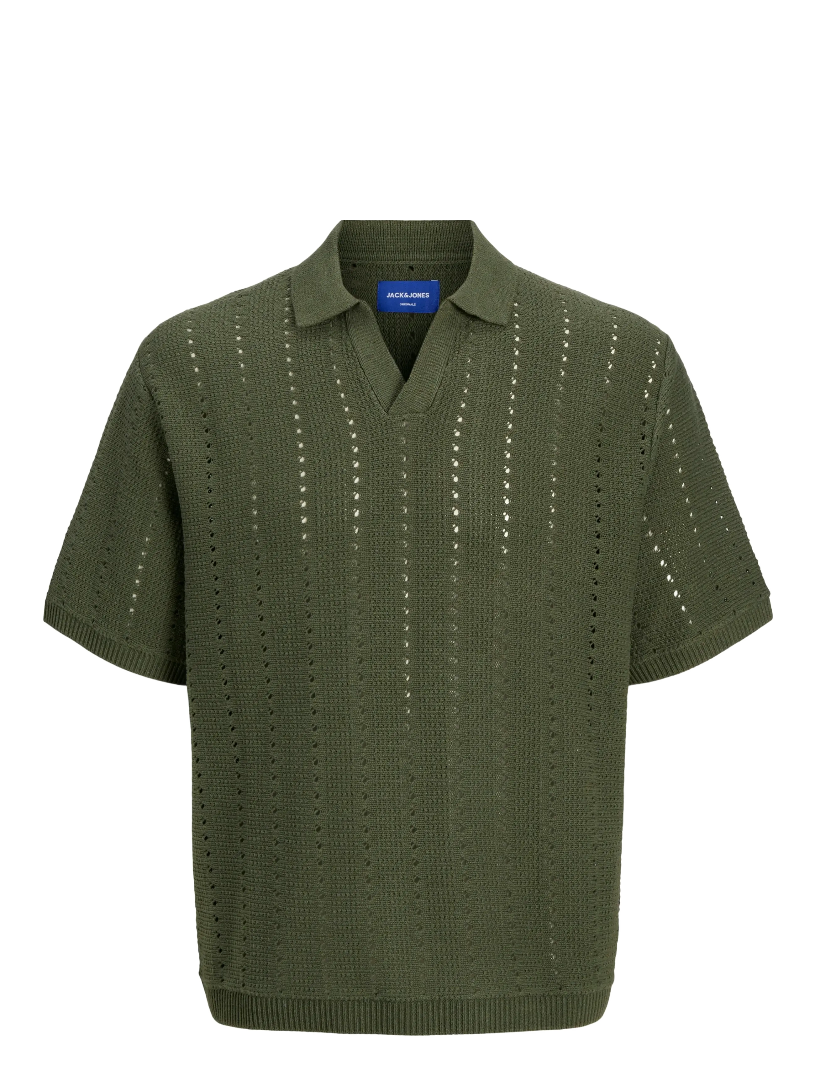 JACK & JONES Jorparos Knit Easter Ss Crochet Polo Grün - M - Herren