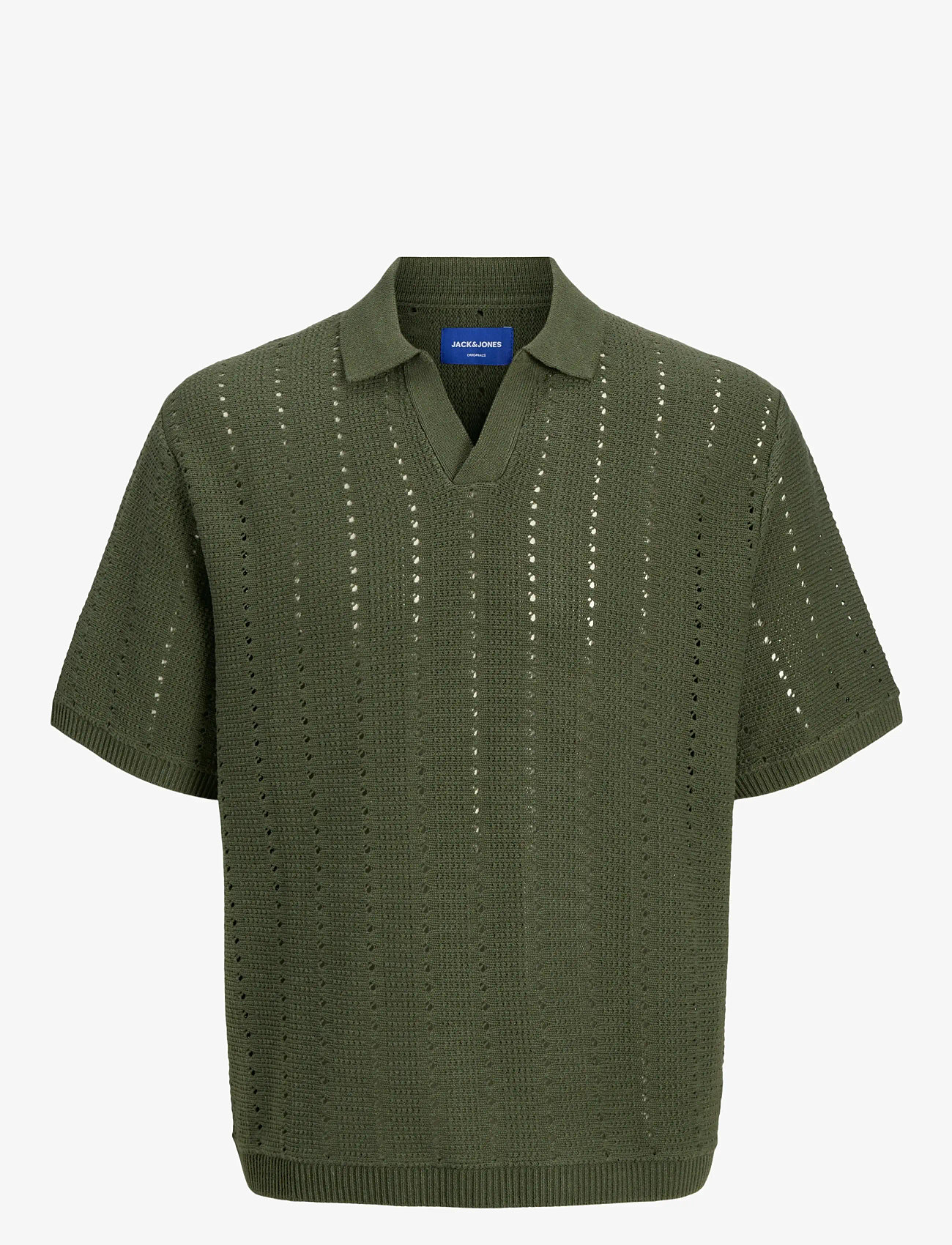 Jack & Jones - JORPAROS KNIT EASTER SS CROCHET POLO - trikotažiniai polo marškinėliai - olive night - 1