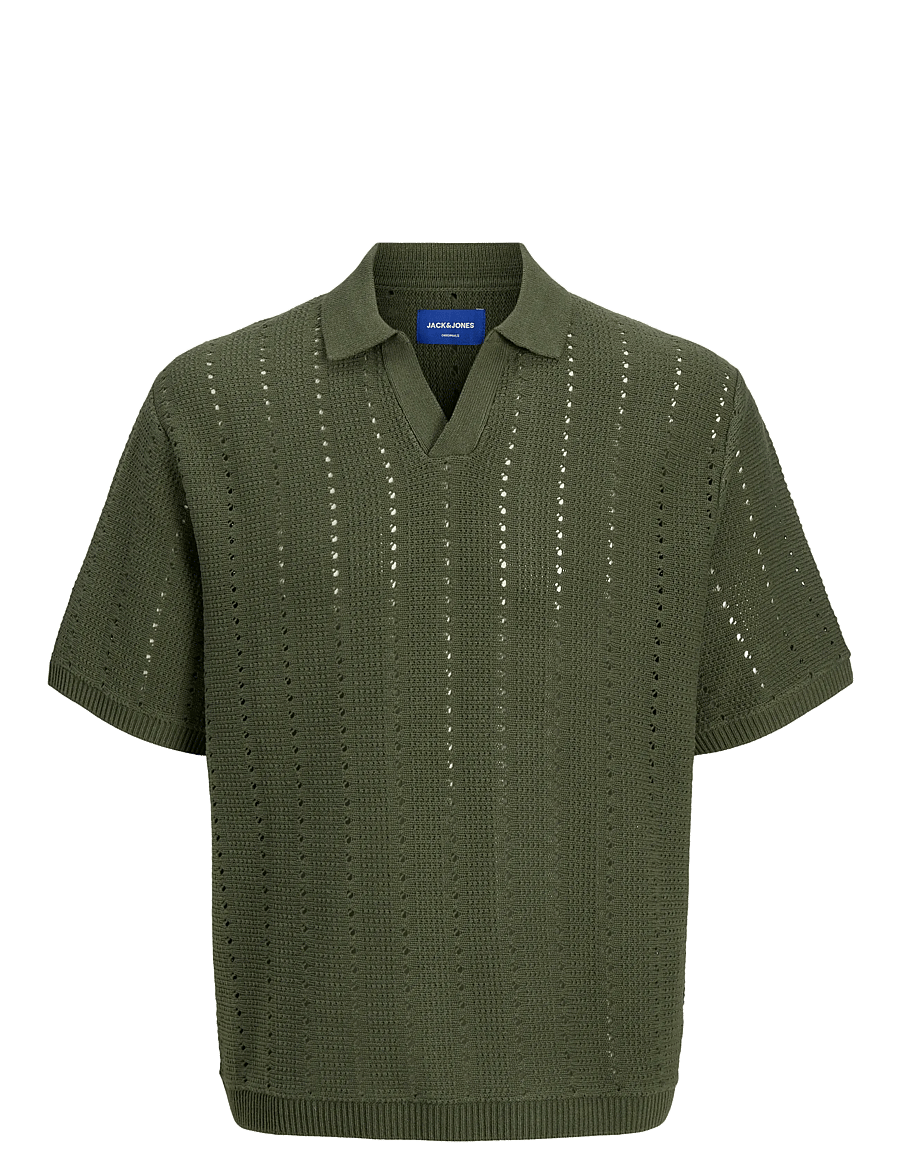 Jack & Jones - JORPAROS KNIT EASTER SS CROCHET POLO - polostrik - olive night - 1