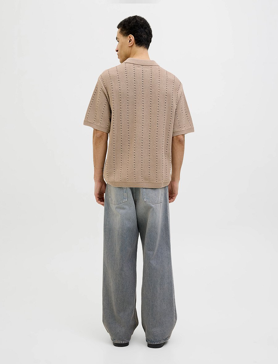 Jack & Jones - JORPAROS KNIT EASTER SS CROCHET POLO - polostrik - safari - 2