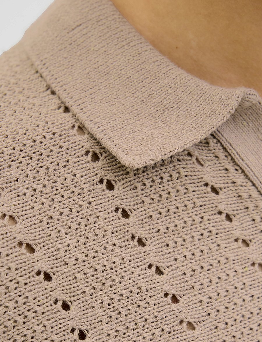 Jack & Jones - JORPAROS KNIT EASTER SS CROCHET POLO - polostrik - safari - 5