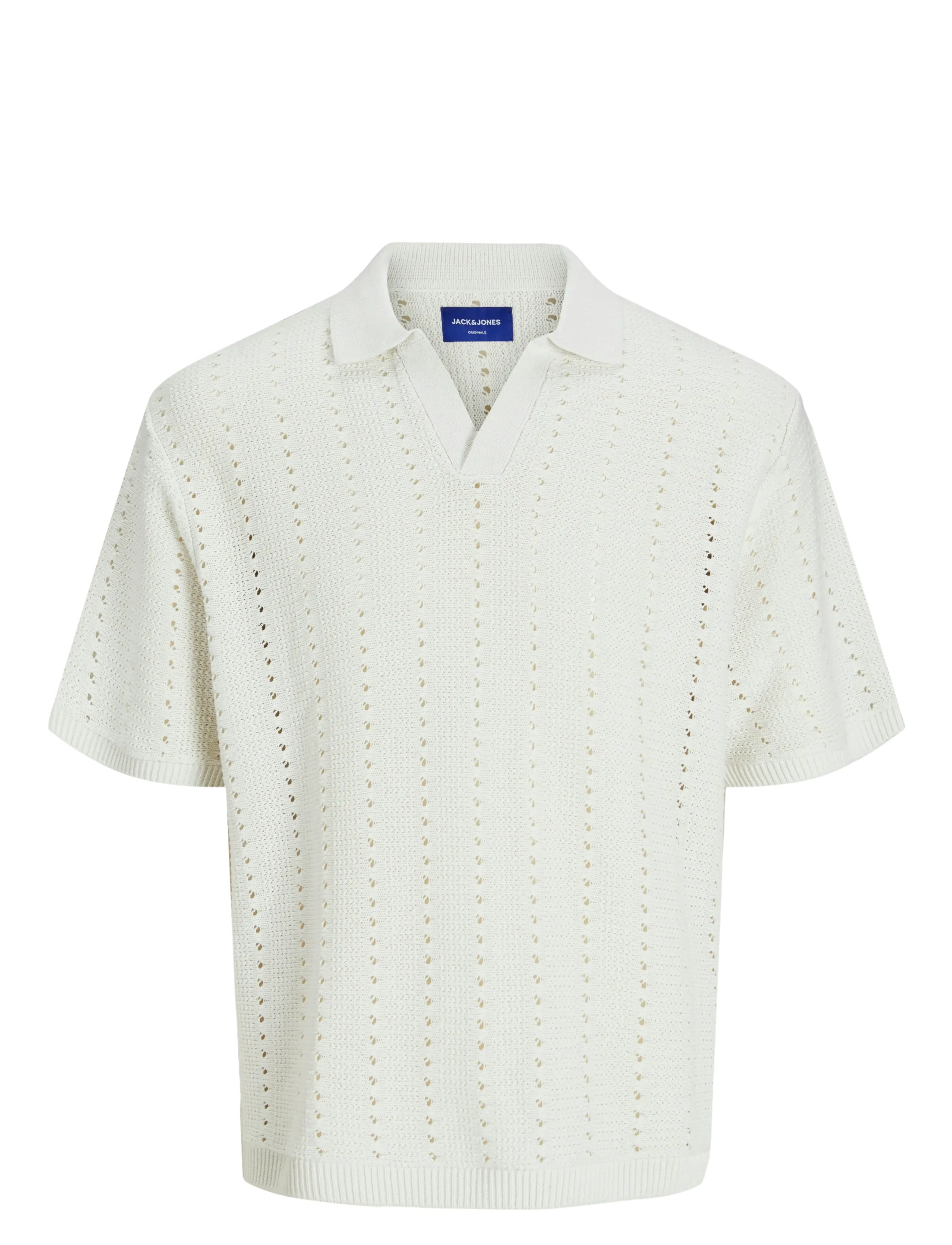 JACK & JONES Jorparos Knit Easter Ss Crochet Polo Cream - L - Herren