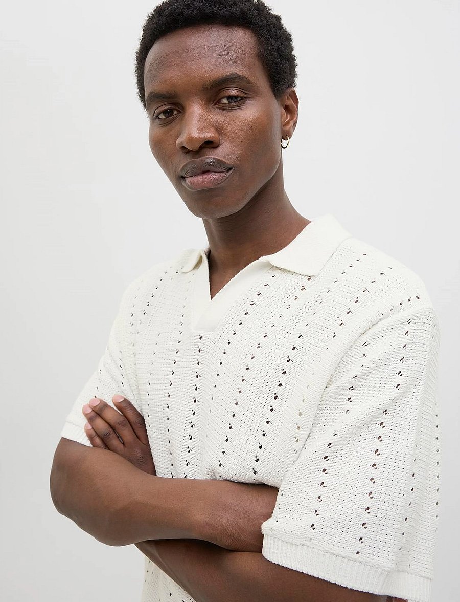 Jack & Jones - JORPAROS KNIT EASTER SS CROCHET POLO - polostrik - sea salt - 0