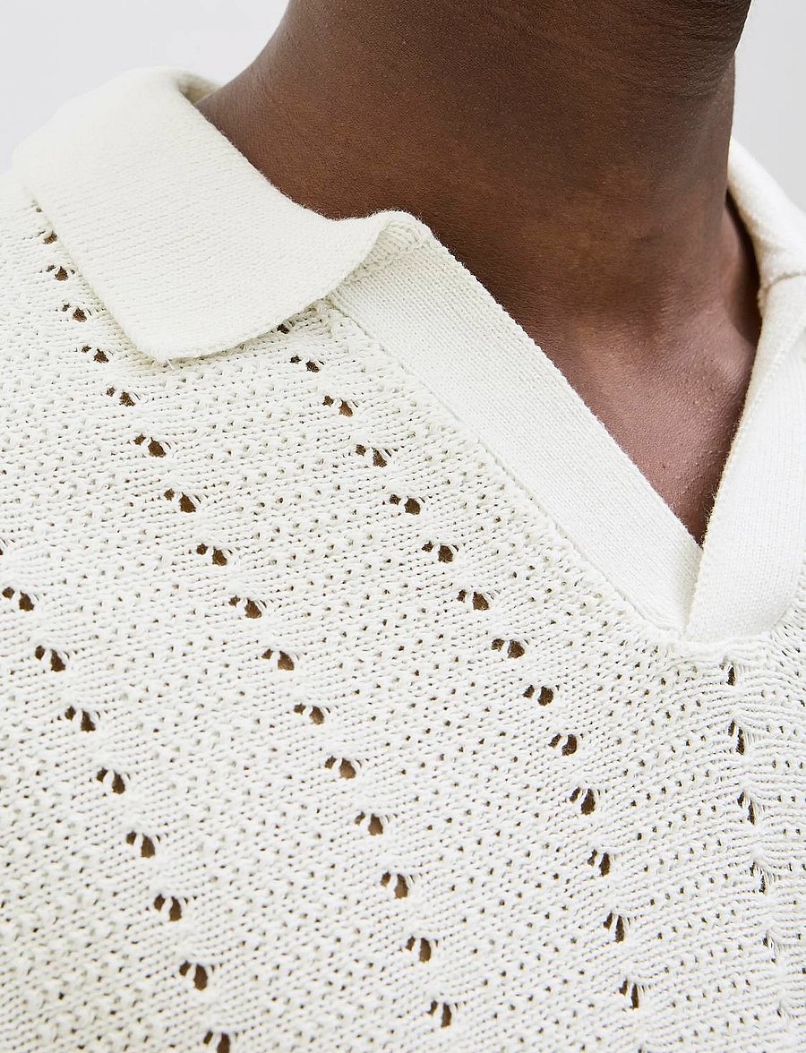Jack & Jones - JORPAROS KNIT EASTER SS CROCHET POLO - polostrik - sea salt - 3