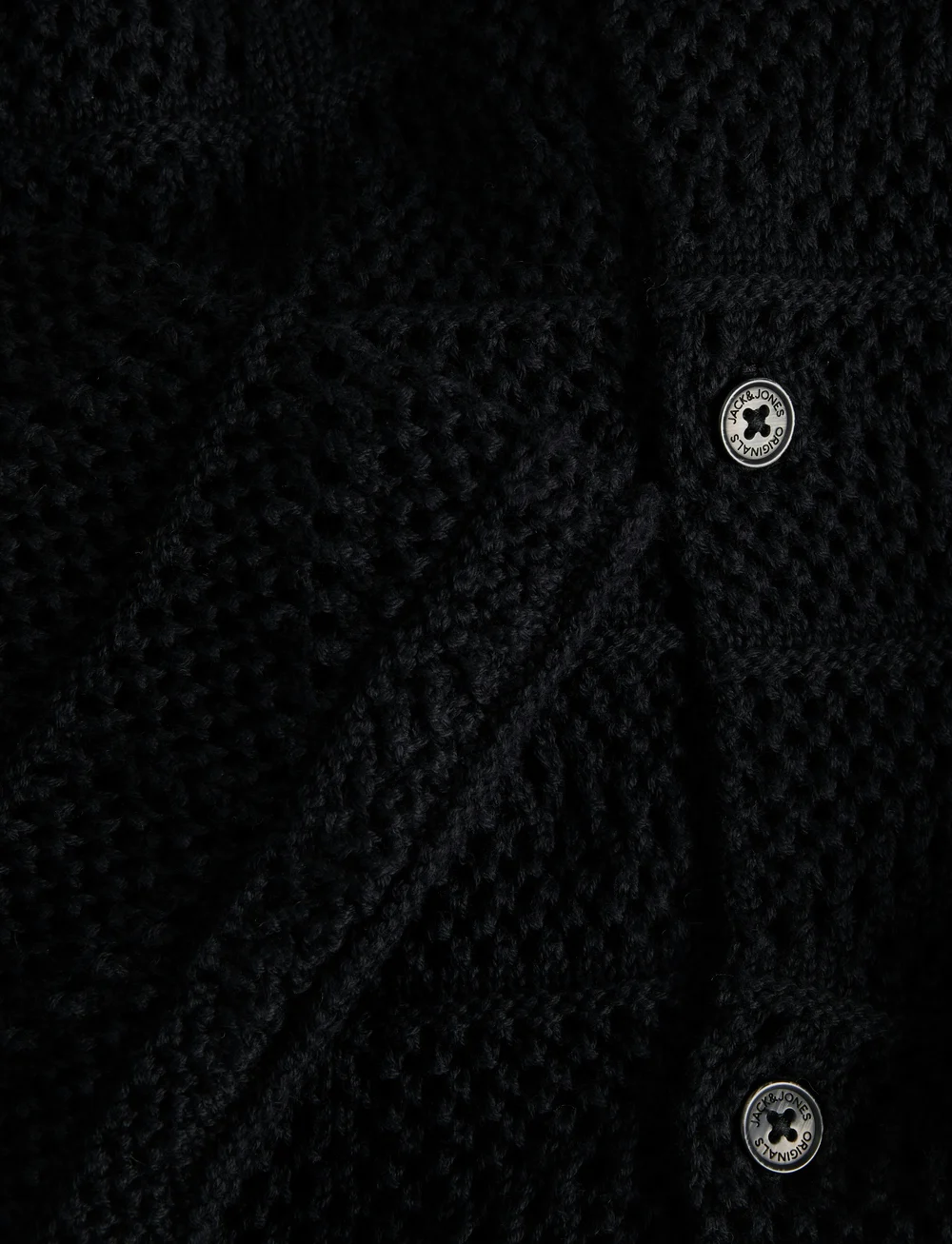 Jack & Jones - JORRETIRO CROCHET KNIT POLO SE25 - kurzarmhemden - black - 1