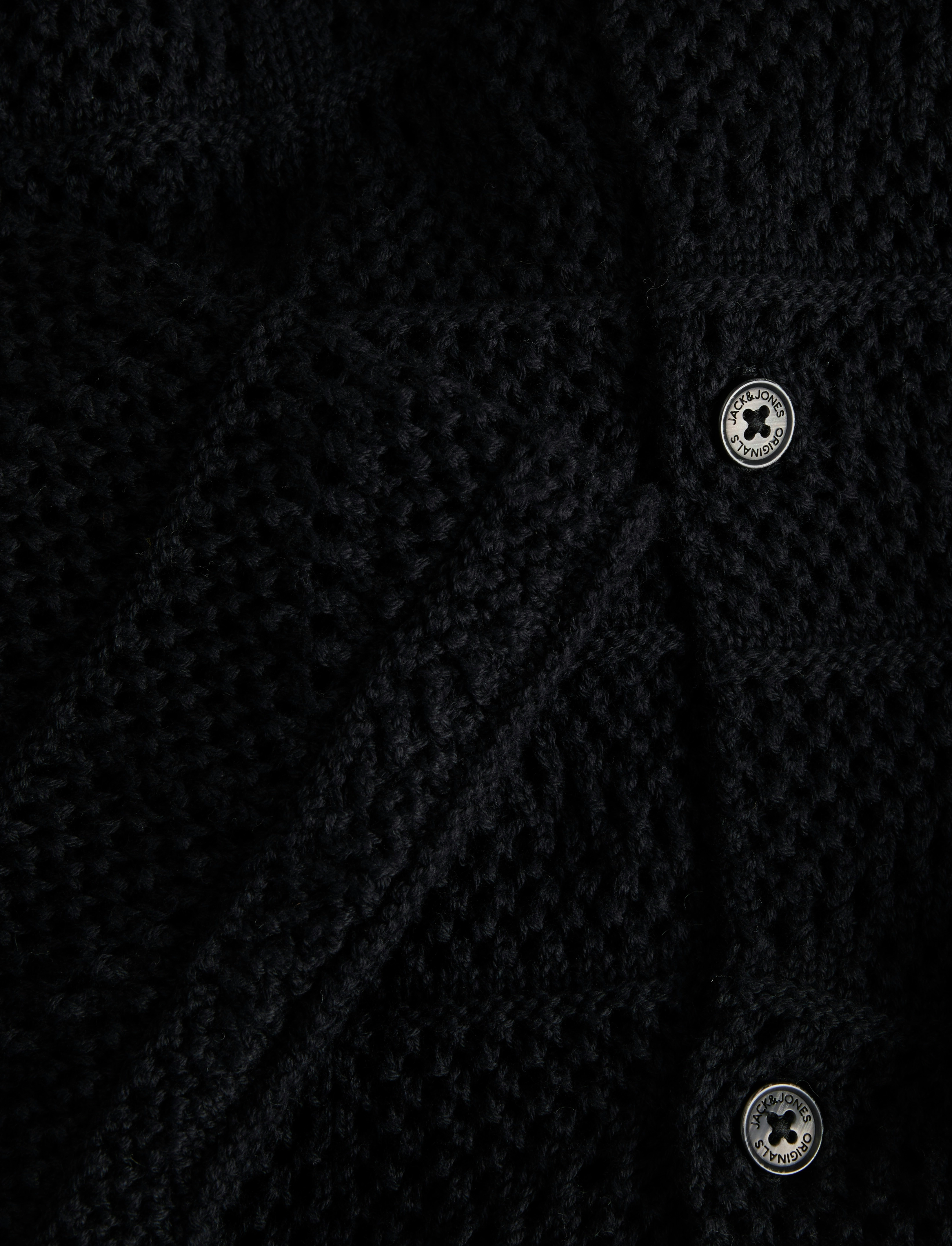 Jack & Jones - JORRETIRO CROCHET KNIT POLO SE25 - kortærmede skjorter - black - 1