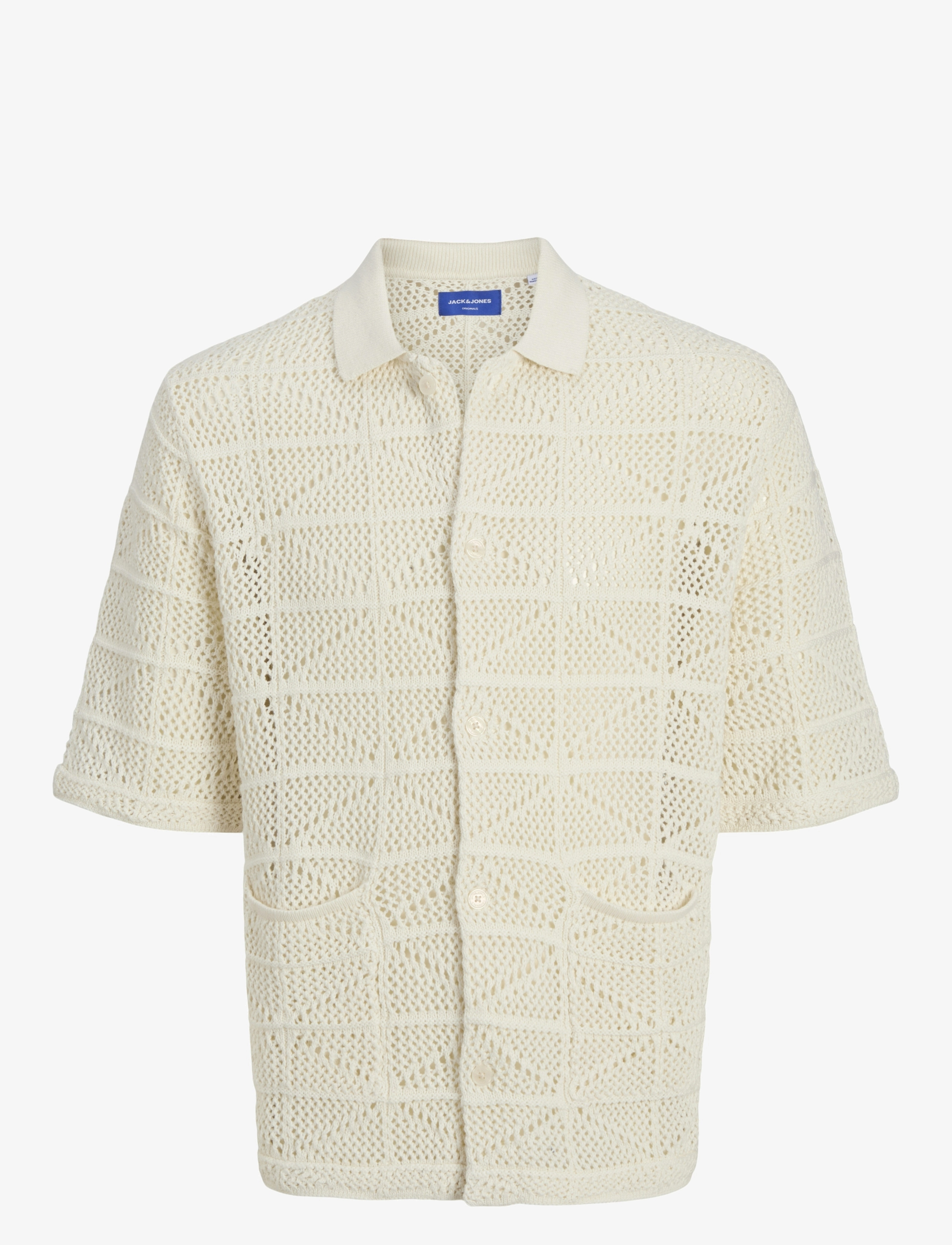 Jack & Jones JORRETIRO CROCHET KNIT POLO SE25 - Skjorter - SEA SALT / white