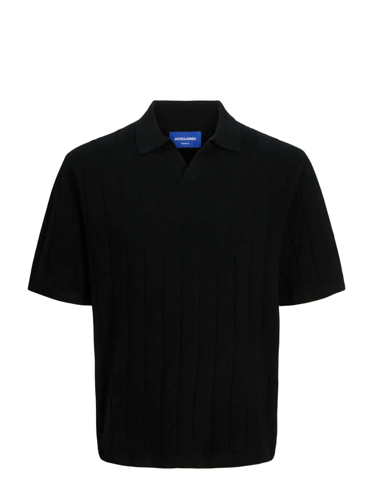 JACK & JONES Jorvarenna Knit Ss Split Neck Schwarz - L - Herren