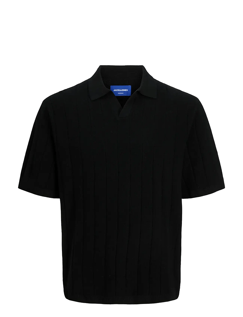 Jack & Jones - JORVARENNA KNIT SS SPLIT NECK - kortärmade pikéer - black - 1