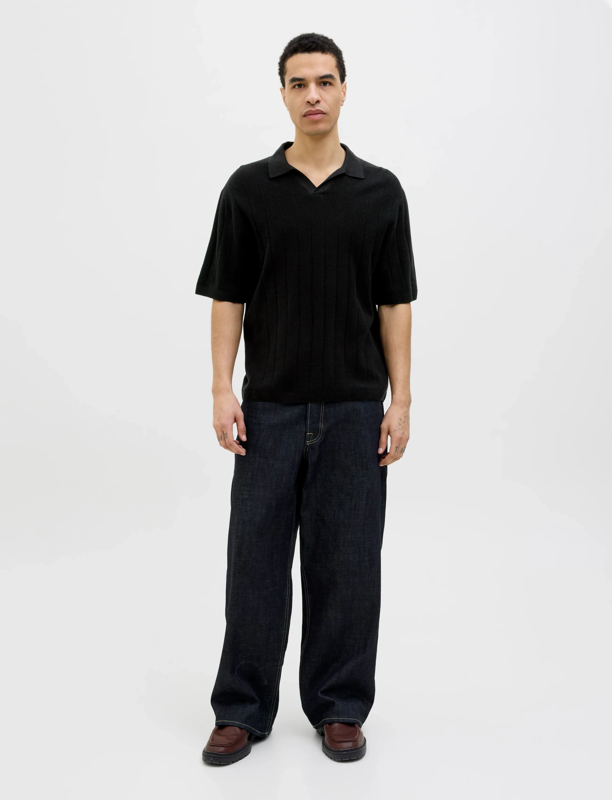 Jack & Jones - JORVARENNA KNIT SS SPLIT NECK - die niedrigsten preise - black - 3
