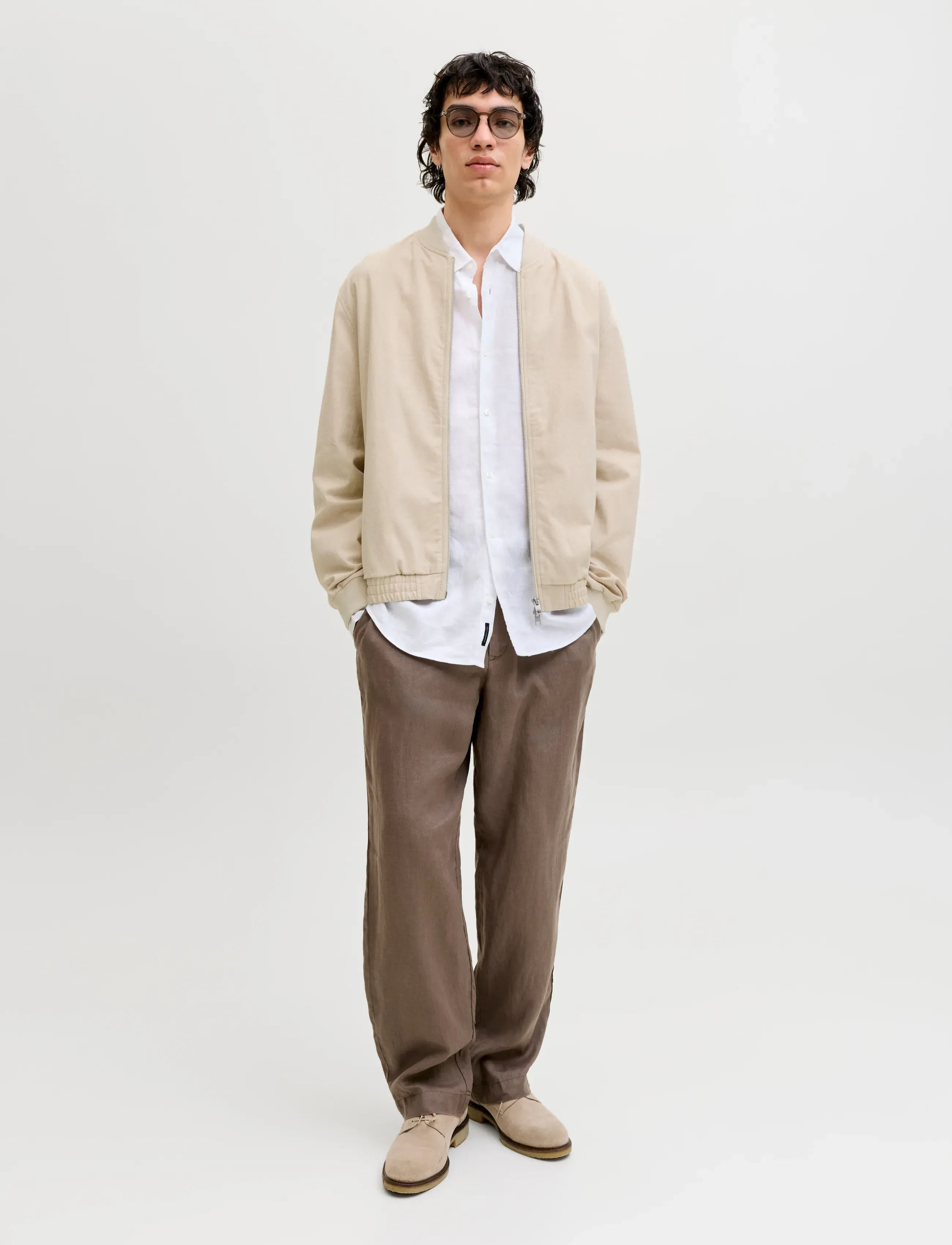 Jprblaleister Linen Blend Bomber Jkt Ln 3