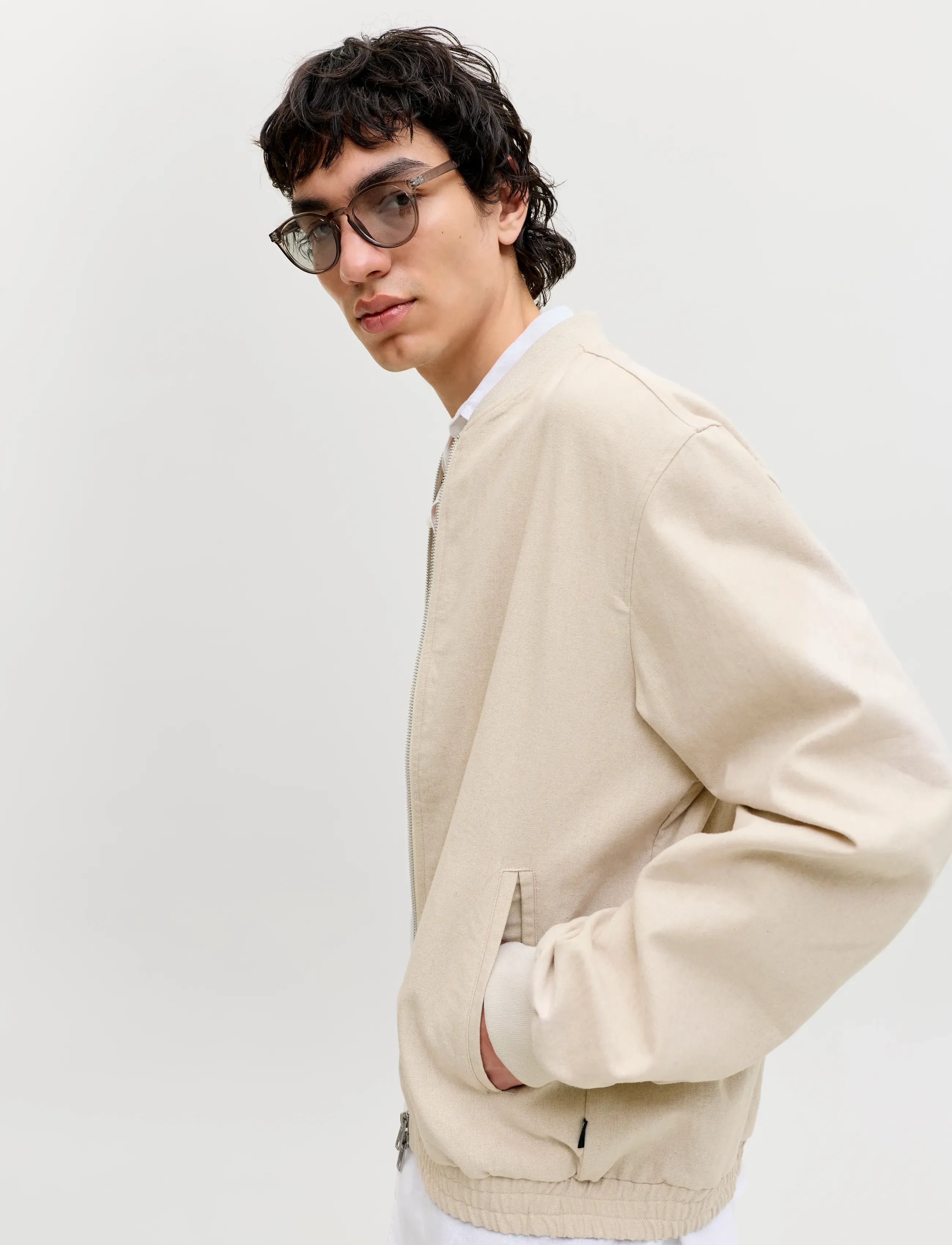 Jprblaleister Linen Blend Bomber Jkt Ln 5