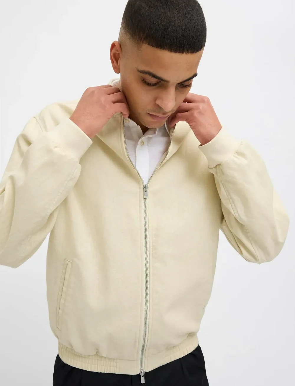 Jack & Jones - JPRBLALEISTER LINEN BLEND BOMBER JKT LN - fall jackets - whitecap gray - 2